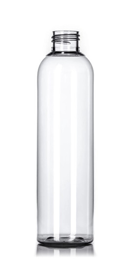 8oz Clear PET Bullet Boston Round Bottles 24/410 (1 Box of 360 Units)