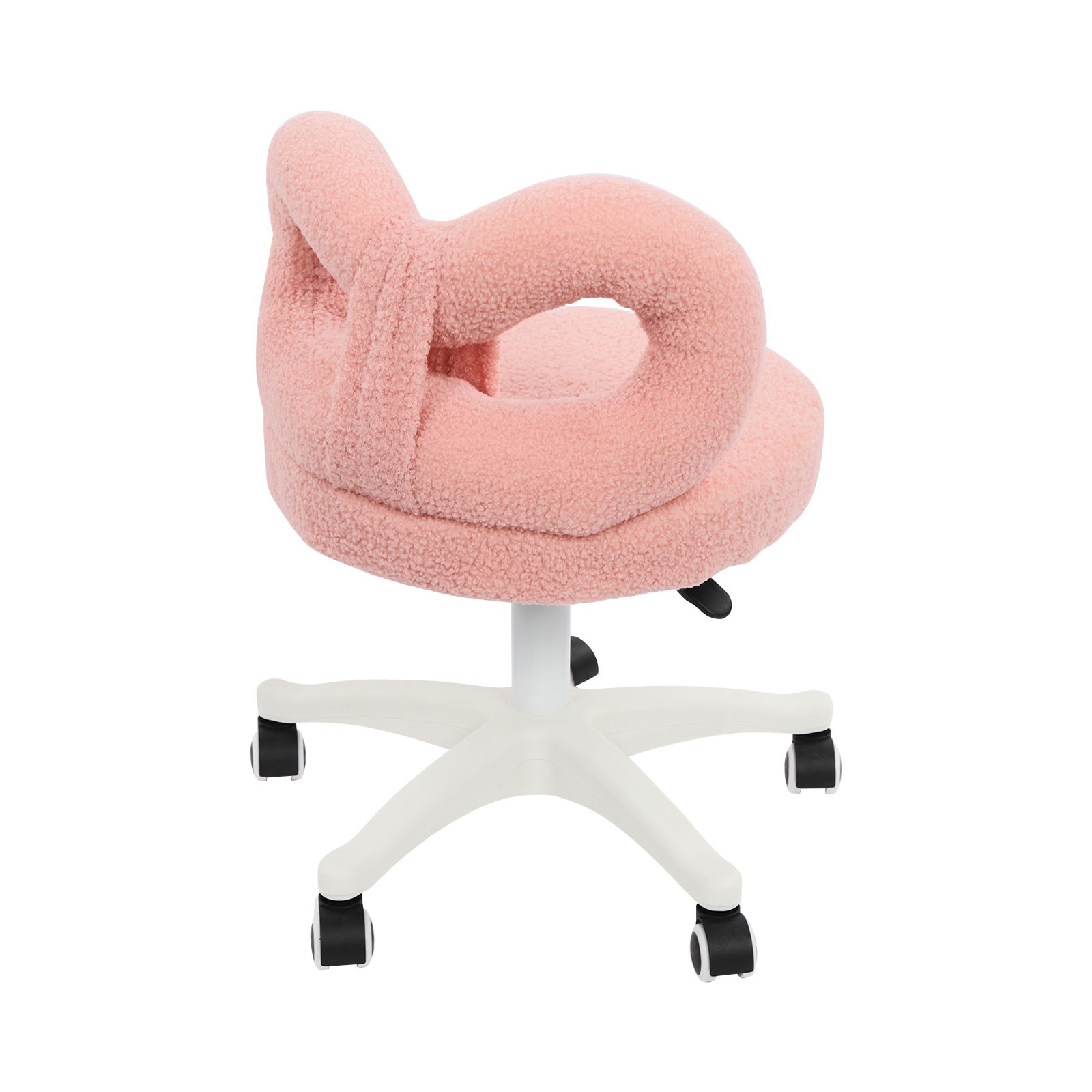 Vanity Chair with Cute Bow Backrest & Wheels, 360° Rolling Makeup Seat