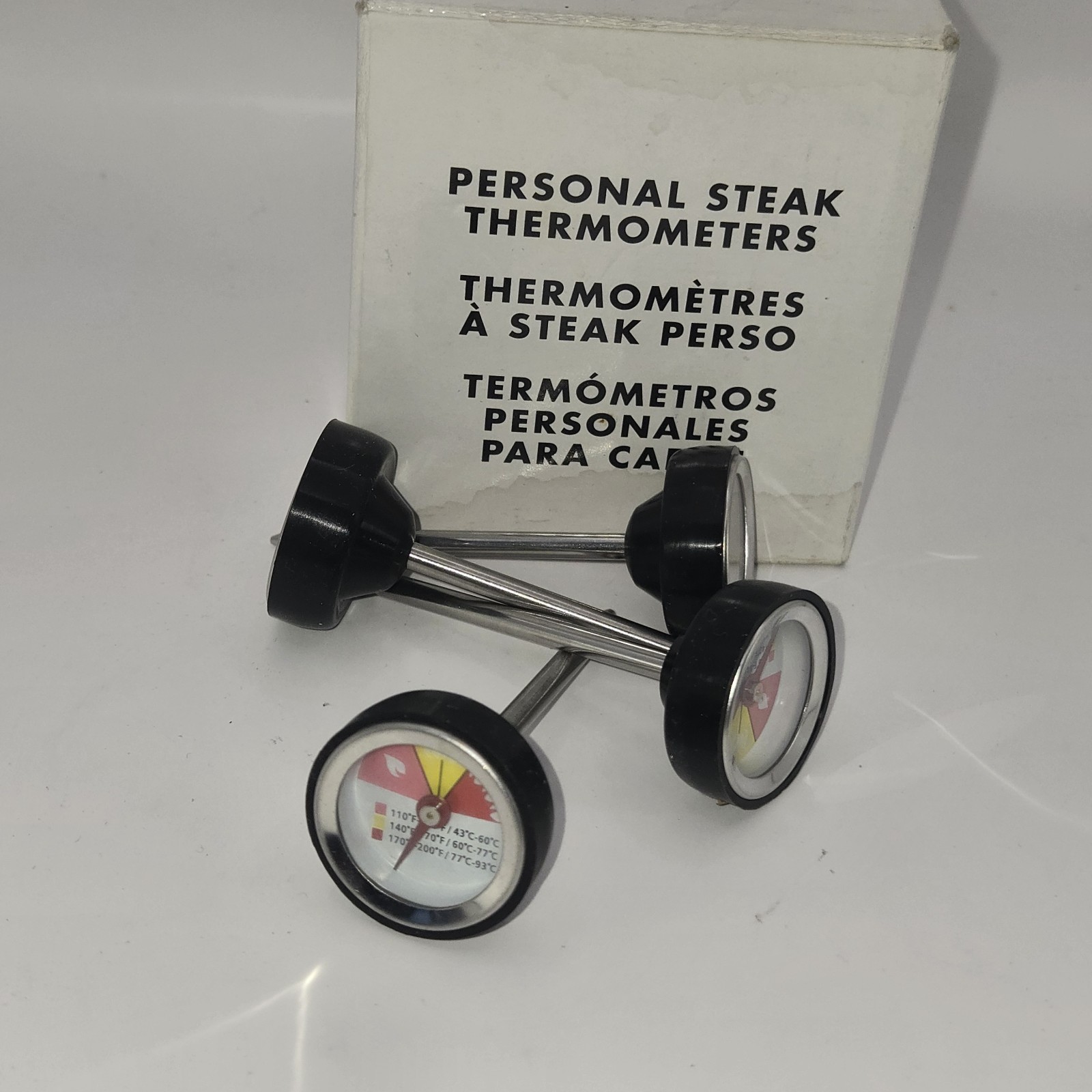 4 NIP Personal Mini Meat Steak Grill Thermometer Perfectly Cooked For Ea Person
