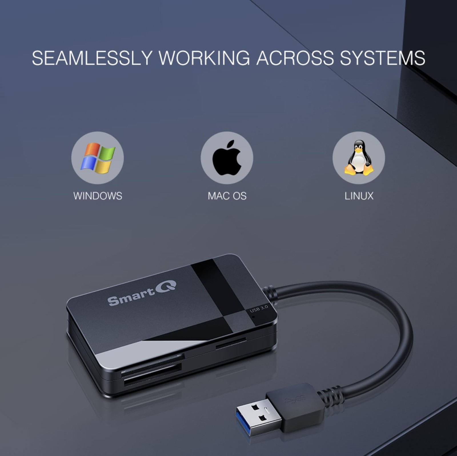 C368 USB 3.0 Card Reader - Plug & Play, Supports SD, Micro SD, MS, CF Cards