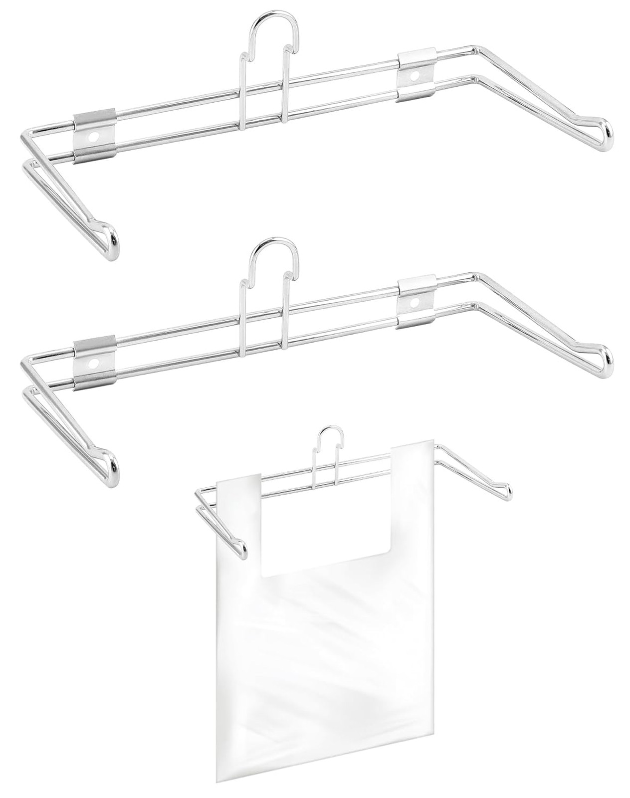 T-Shirt Bag Rack Wall Mount Chrome Metal 12 Inch Width 6 Inch Arm Retail