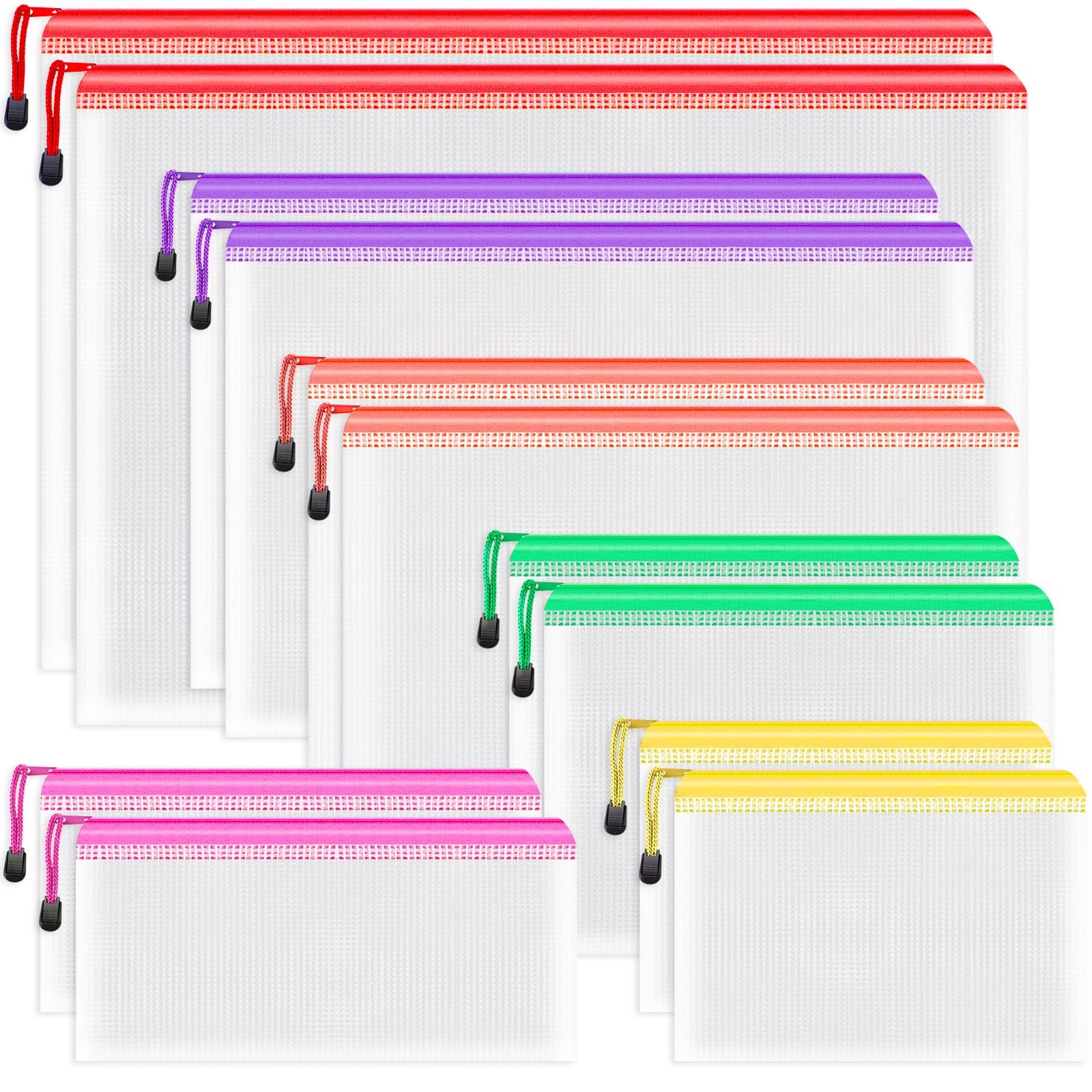 Umriox Zipper Bags, 6 Assorted Size (6 Colors, 12 Packs), Project Bags for Cross