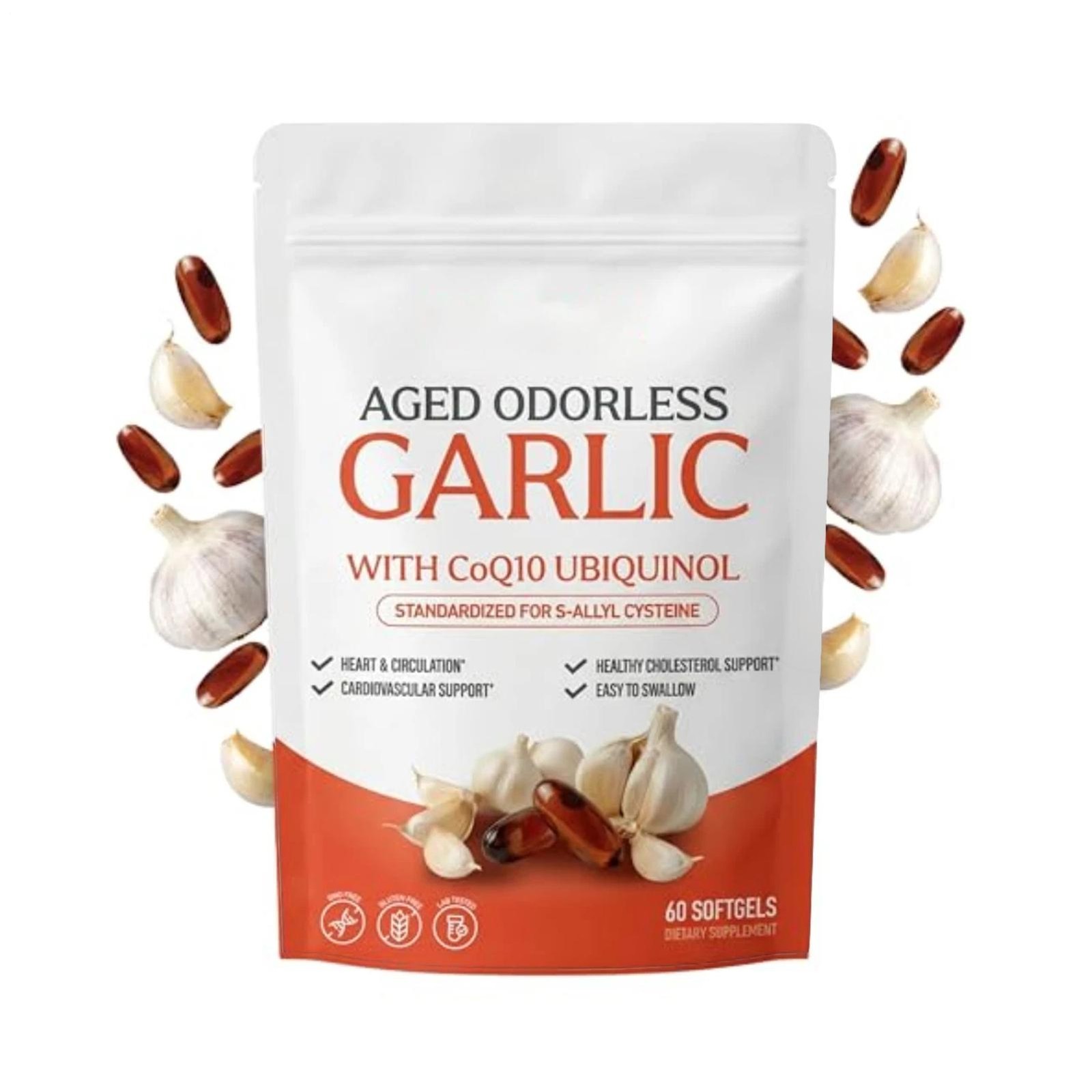 Resilia Garlic Extract 600mg Softgels (60 Count) – Odorless Aged Garlic Extra...