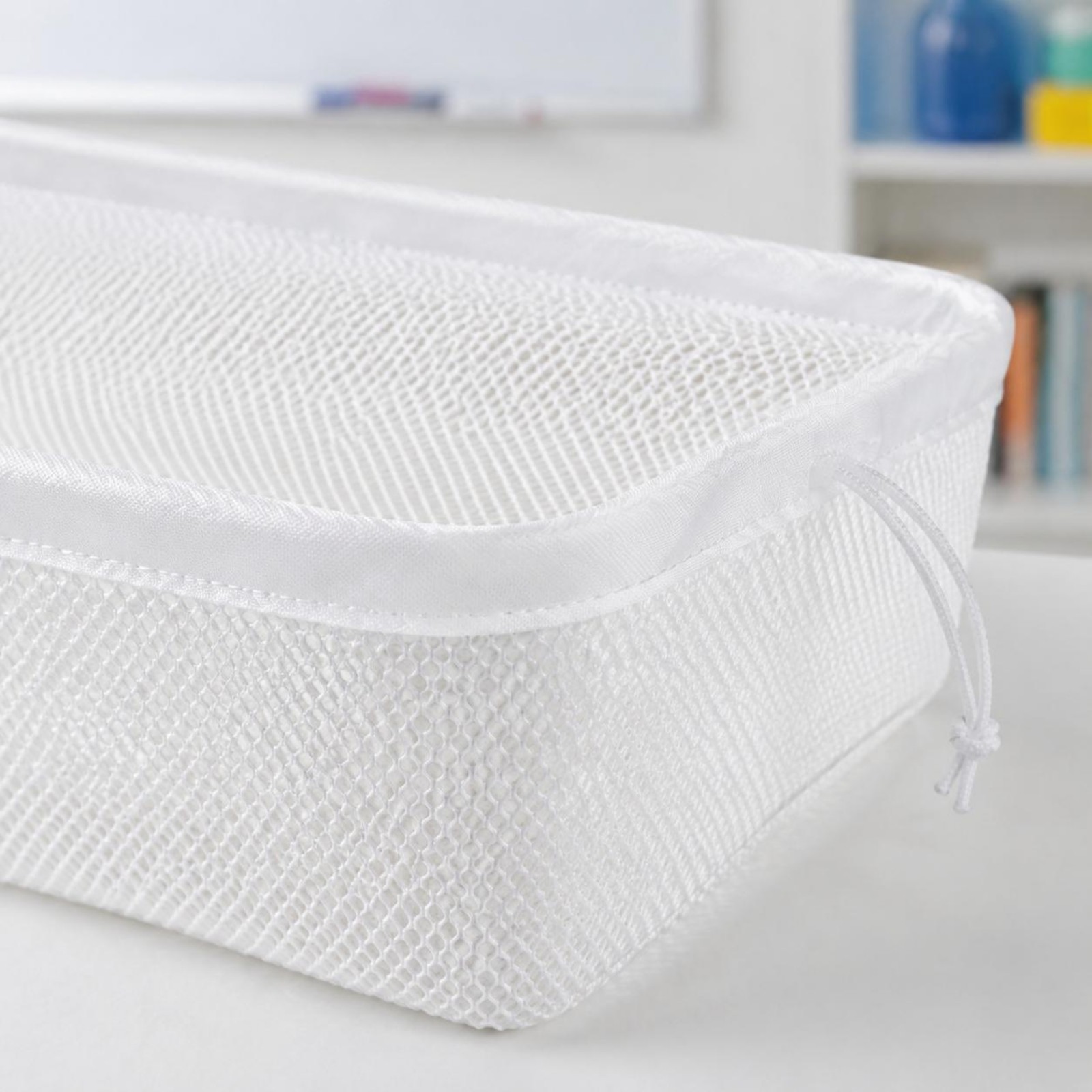 Rectangular Mesh Organizer White Organizer Container Easy to Clean