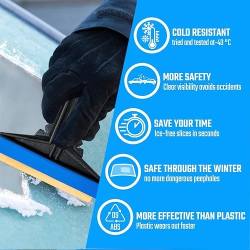 Efficient Brass Blade Car Ice Scraper - 2 Pack Windshield Snow Remover Tool