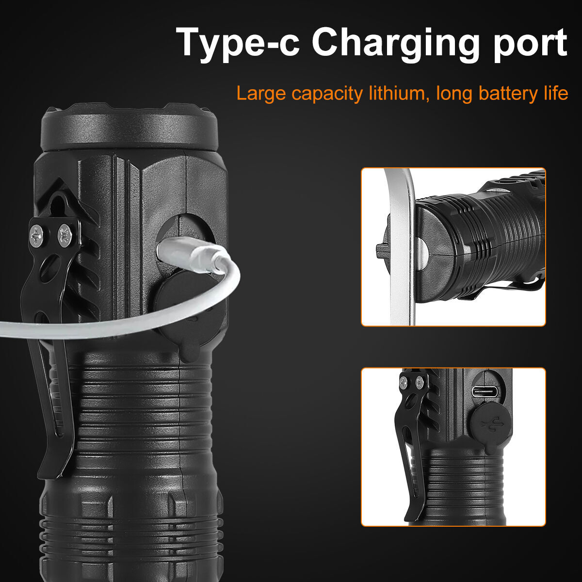 3X Super Bright LED Mini Tactical Flashlight USB Rechargeable Lamp 5 Modes Light