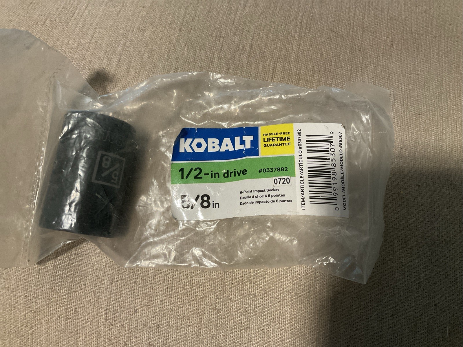KOBALT 1/2" DRIVE 6PT IMPACT SOCKET 5/8in 337882