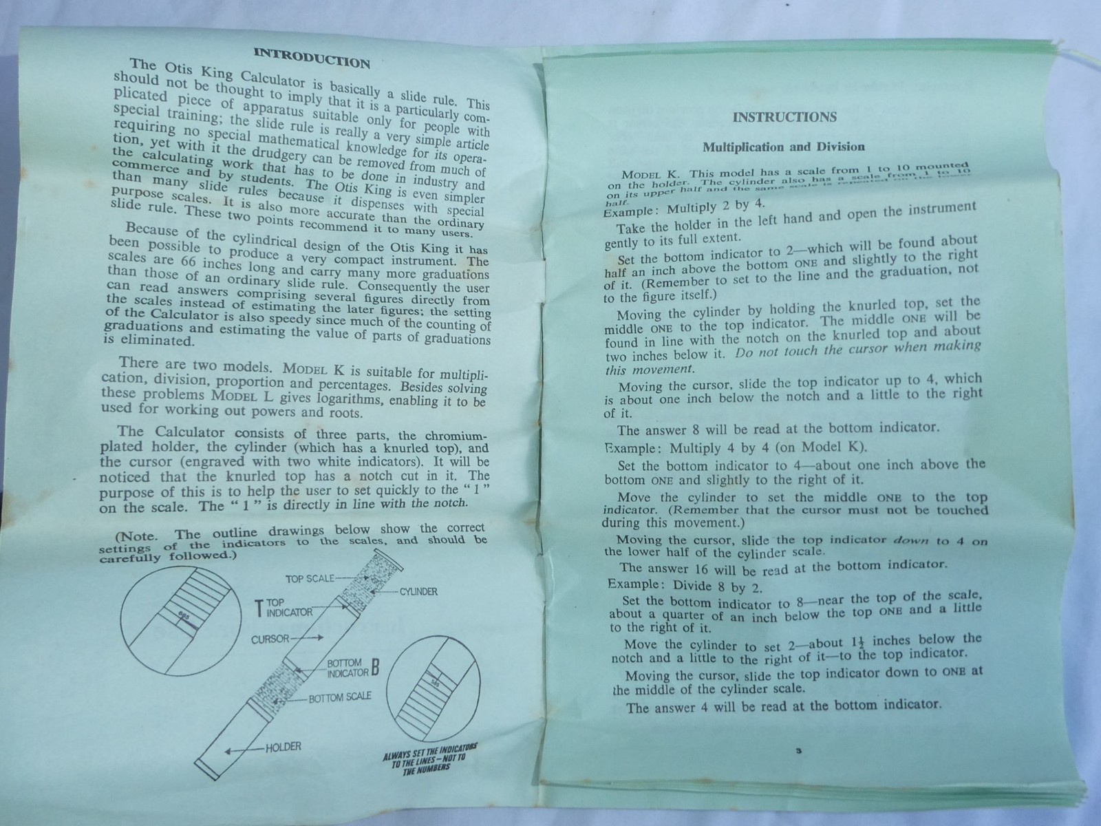 Otis King- Model K - Slide Rule - Calculator - B6818 - Box & Instructions
