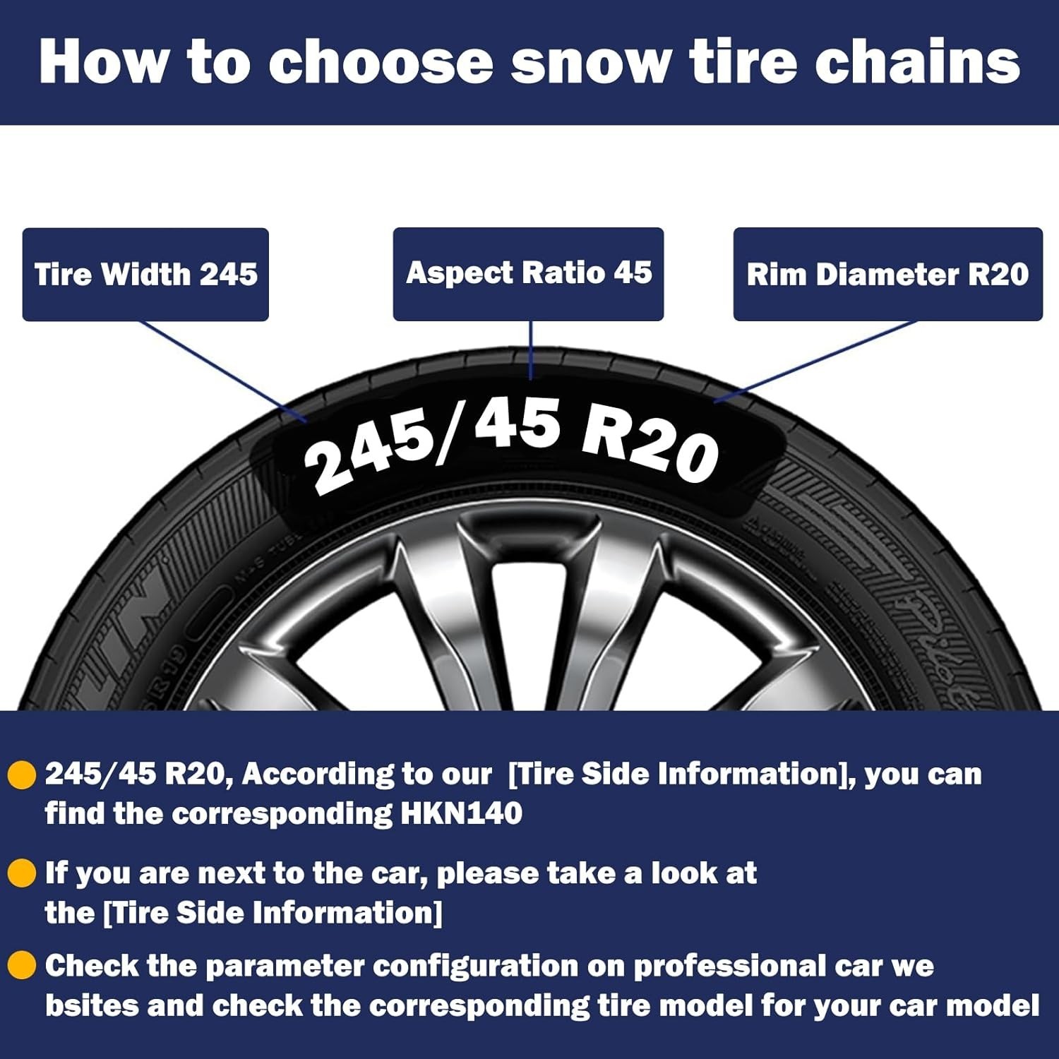 Snow Tire Chains HKN-110 Quick Fit Auto Fix Passenger SUV Set 2