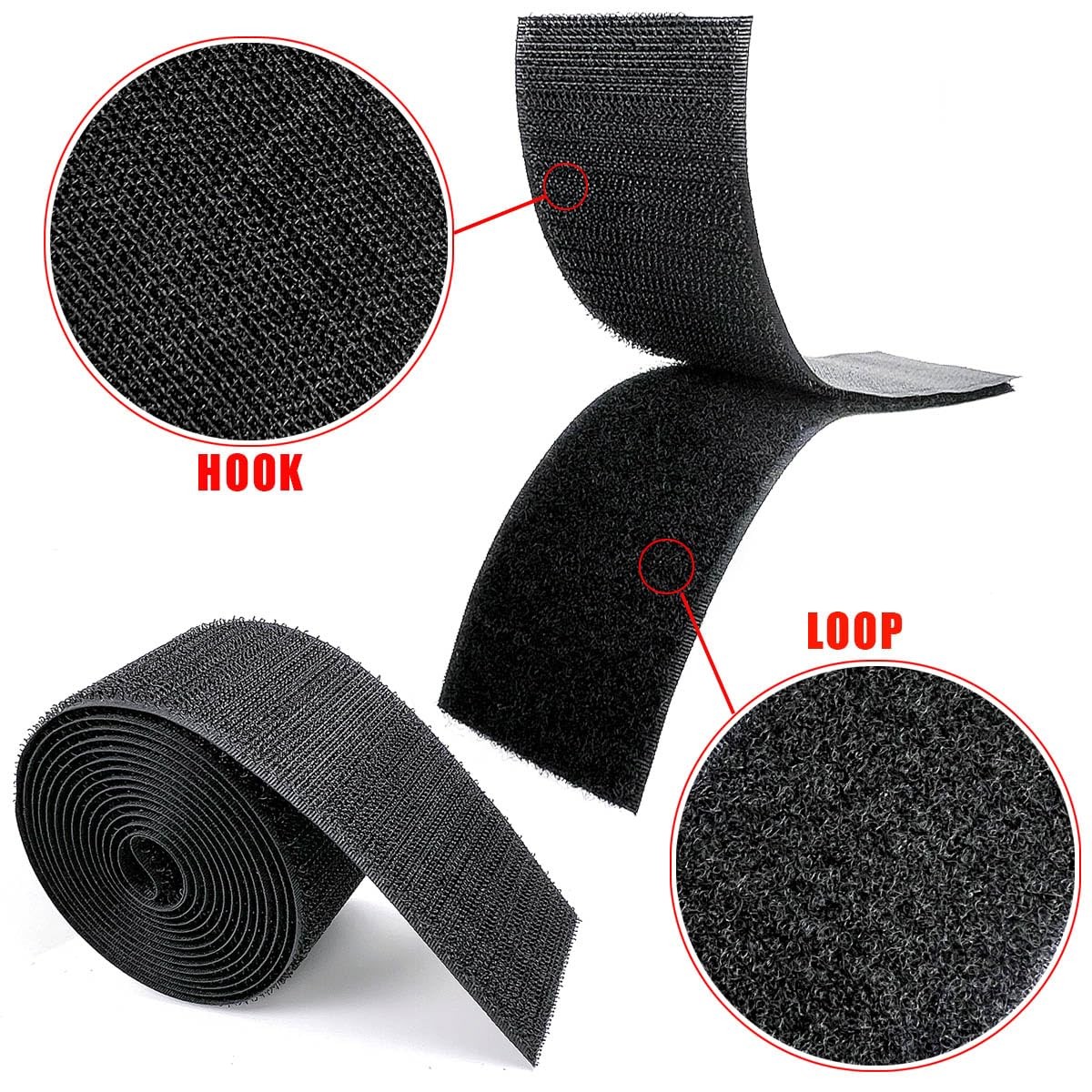2'' Non-Adhesive Interlocking Nylon Fabric Fastener Strips - Hook & Loop Sewi...