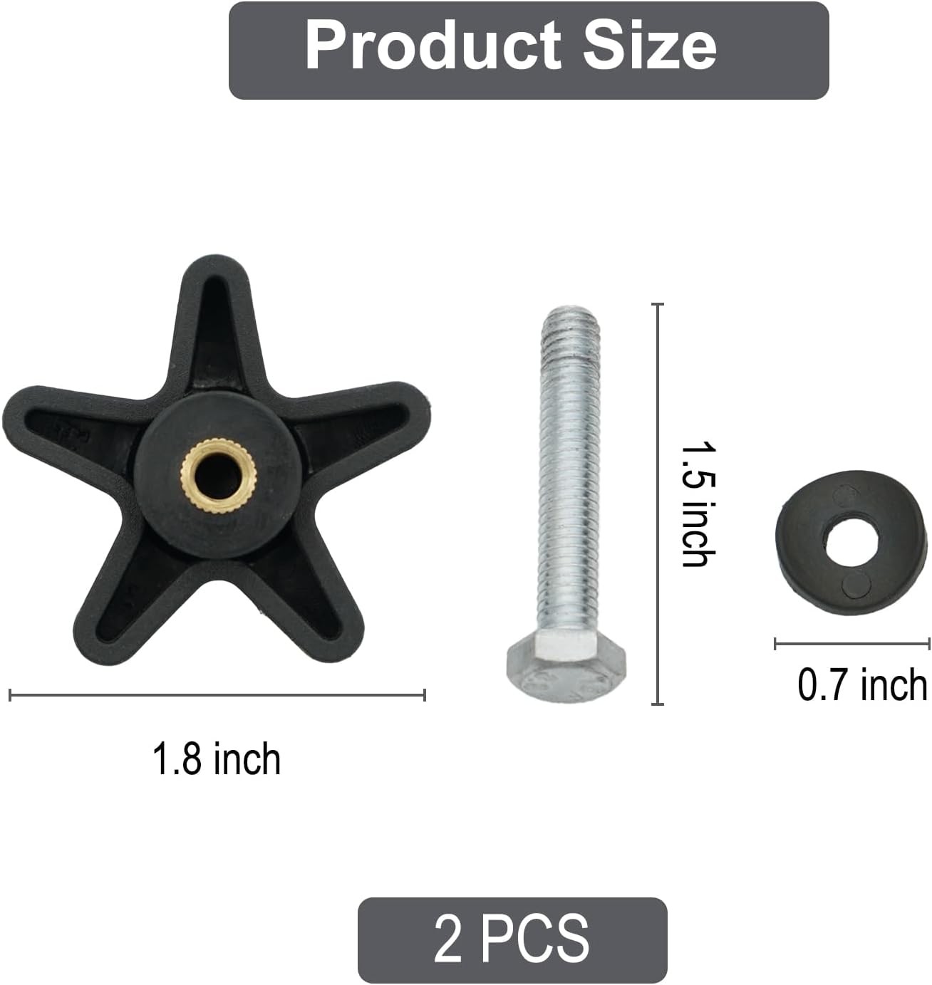 Rollator Walker Replacement Knobs 2 Sets – Universal Adjustable Parts Black