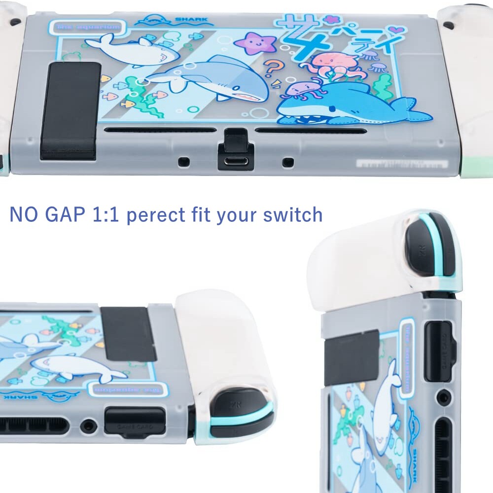 Protective Case for Nintendo Switch Console&Joycon Slim Clear Case Cover Shark