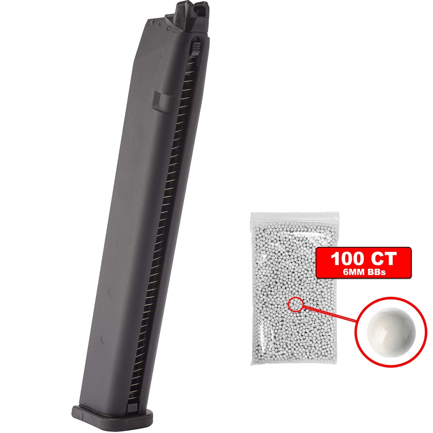 Umarex Glock 18C GBB Extended Magazine for Airsoft Glock 17/18C/19/19X + 100 BBs