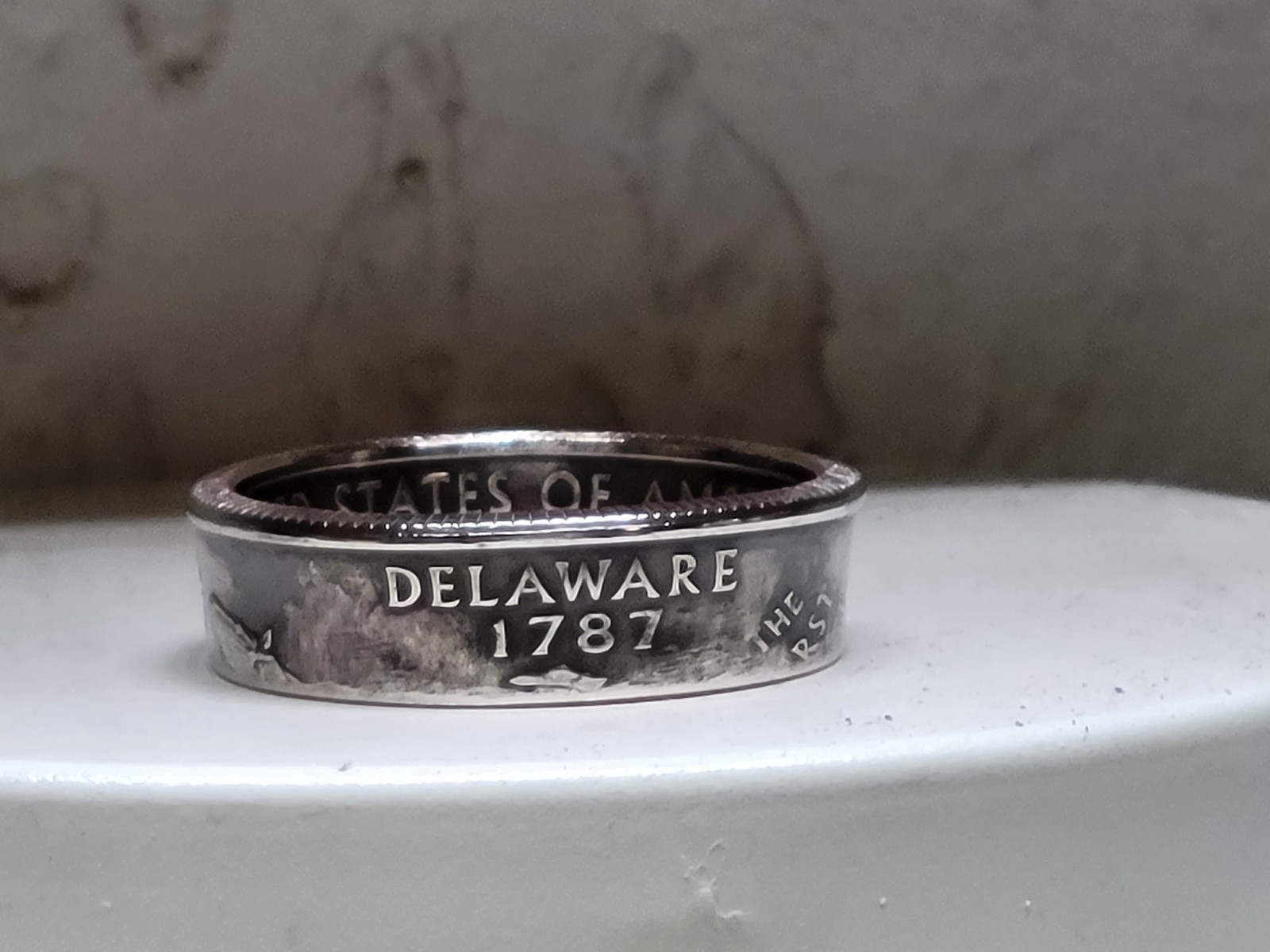 DELAWARE - Size 9  State Quarter Coin Ring