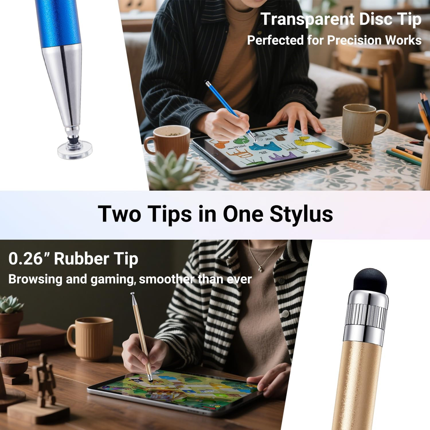 10 Pcs 2-In-1 Stylus Pen for Touchscreen, High Precision & Sensitivity