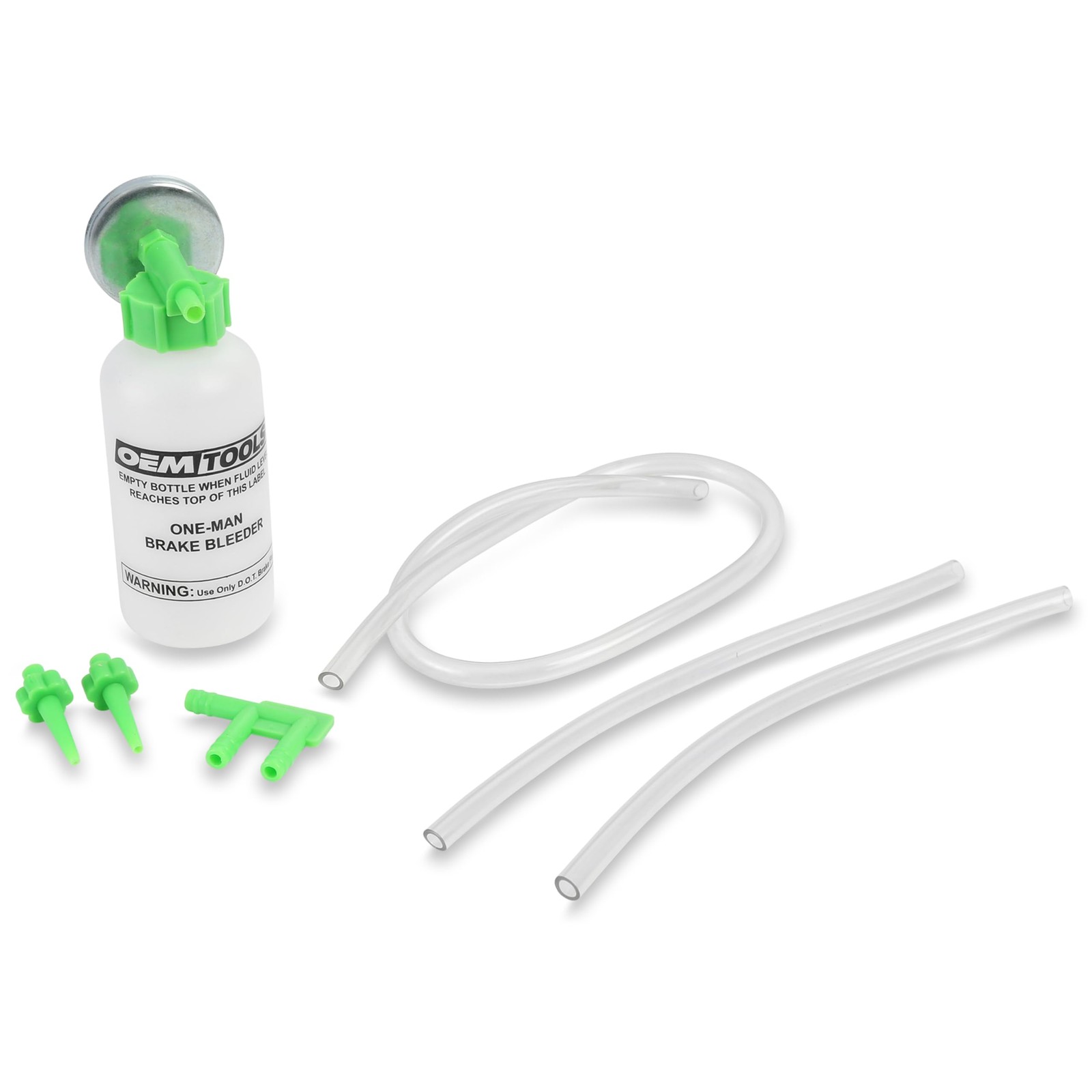 Brake Bleeder Kit One Man 25036 Opaque Bottle Transparent Hoses OEMTOOLS