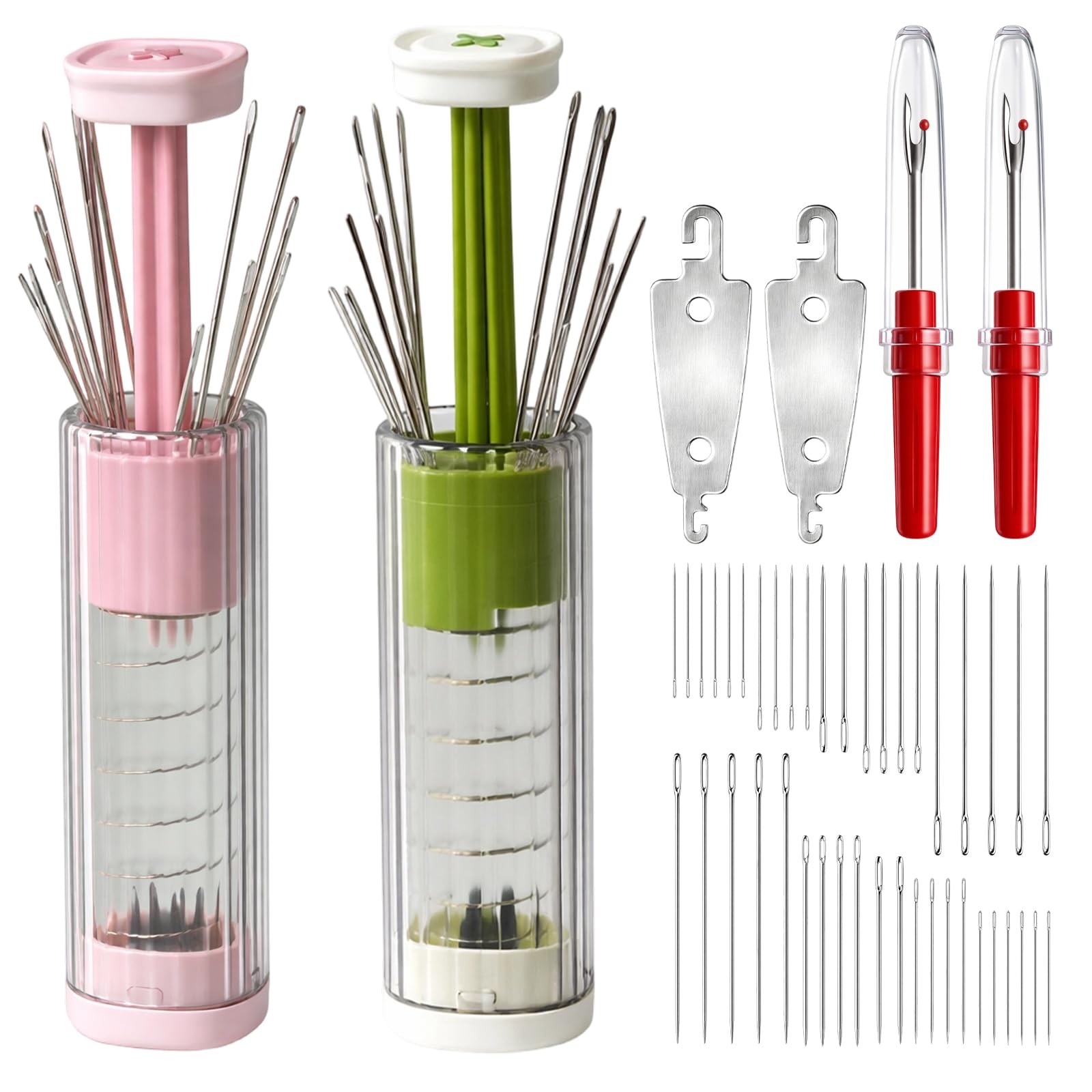 2PCS Magnetic Needle Case, Sewing Case with Pop-up Design, PINK