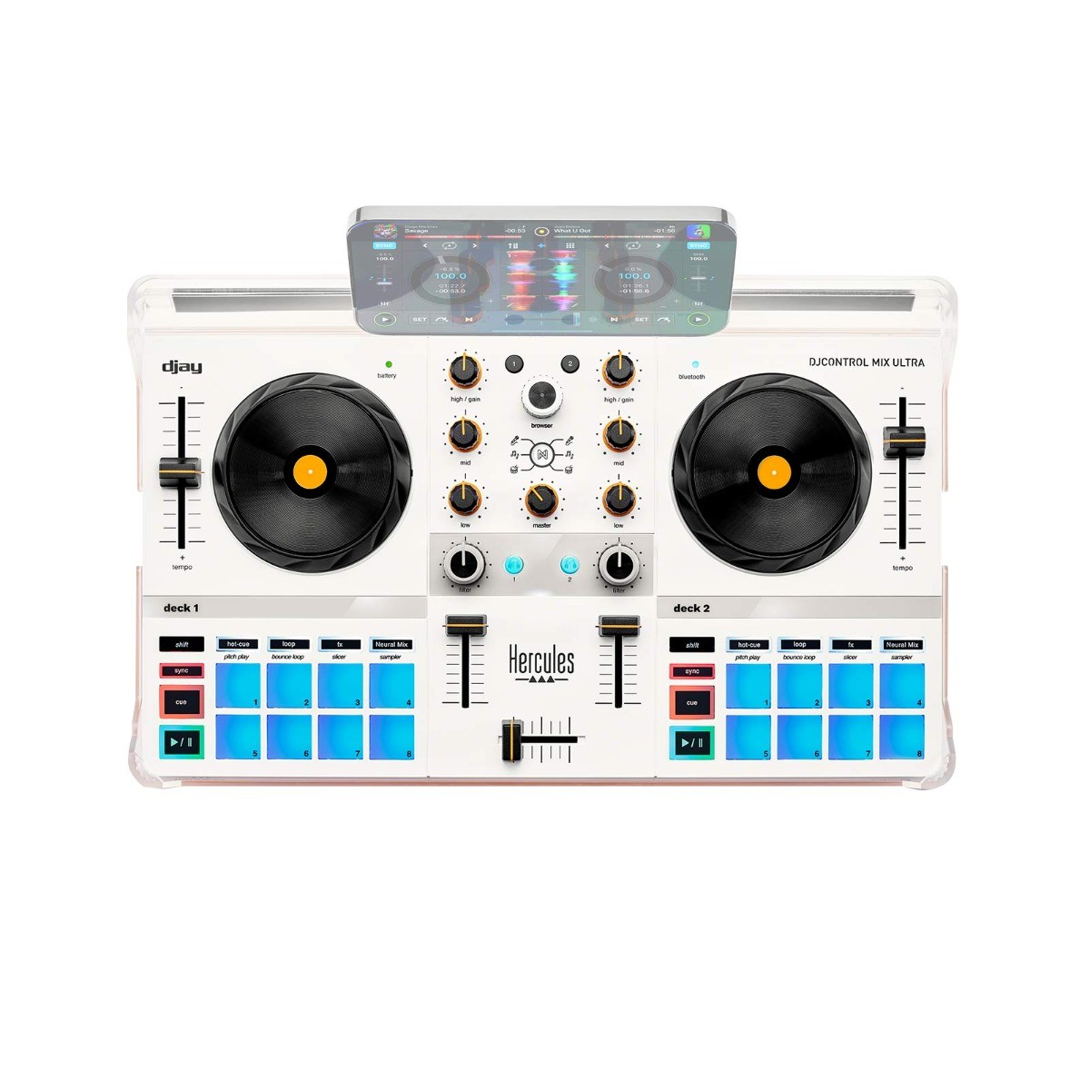 Hercules DJControl Mix Ultra Compact 2 Deck Battery Powered DJ Controller Mixer