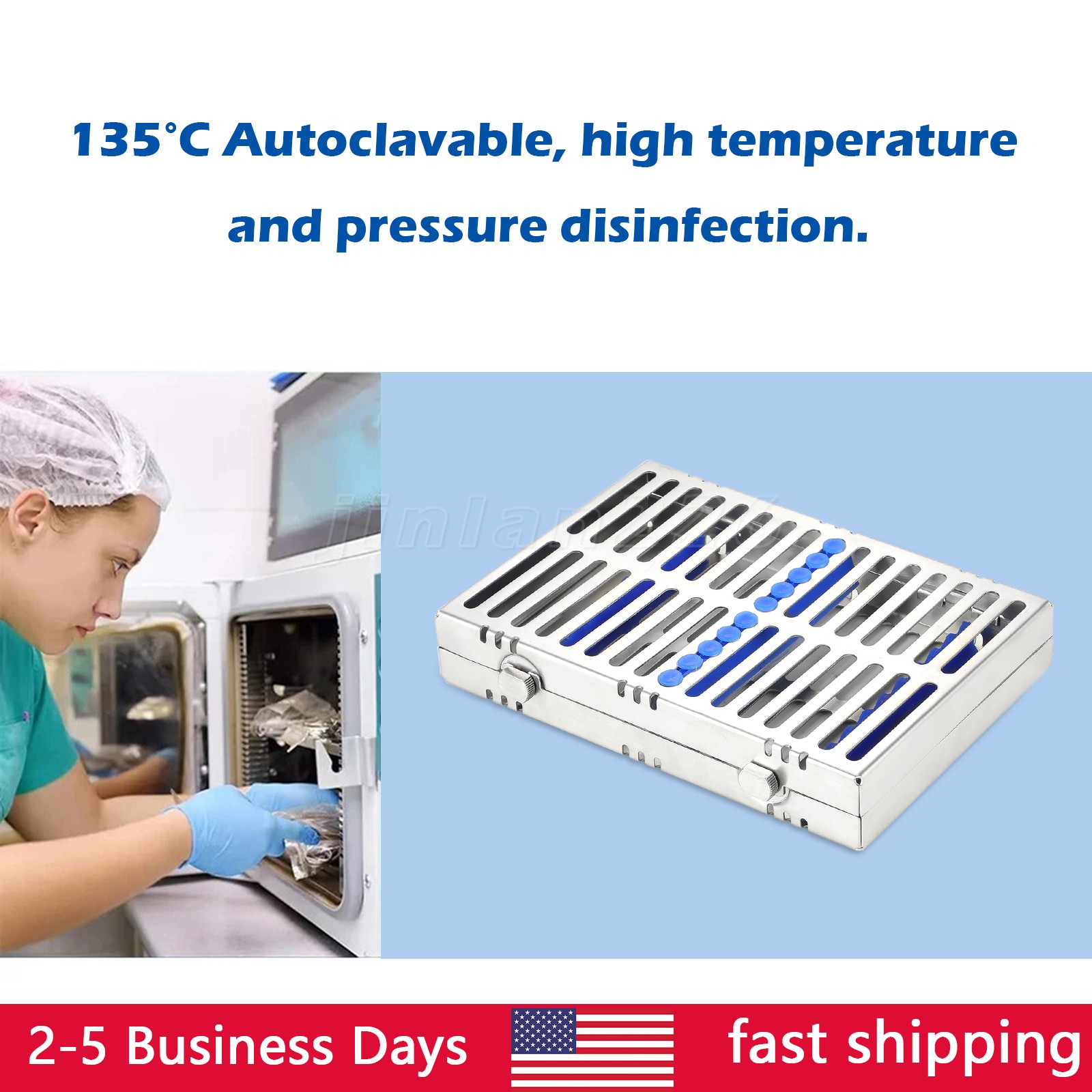 Dental 10 Instruments Sterilization Box Tool Holder Cage Cassette Rack Tray