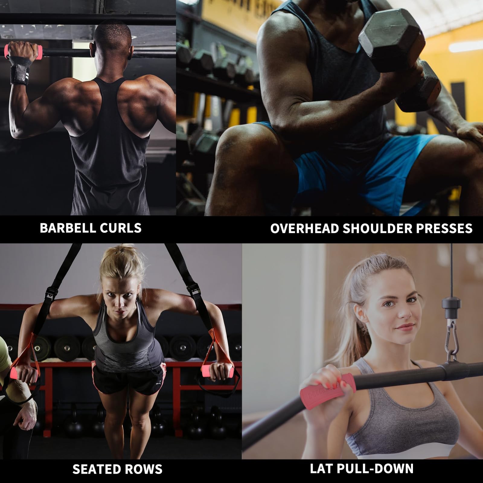Thick Bar Dumbbell Grips, NonSlip Rubber for Weight Lifting & Muscle Building