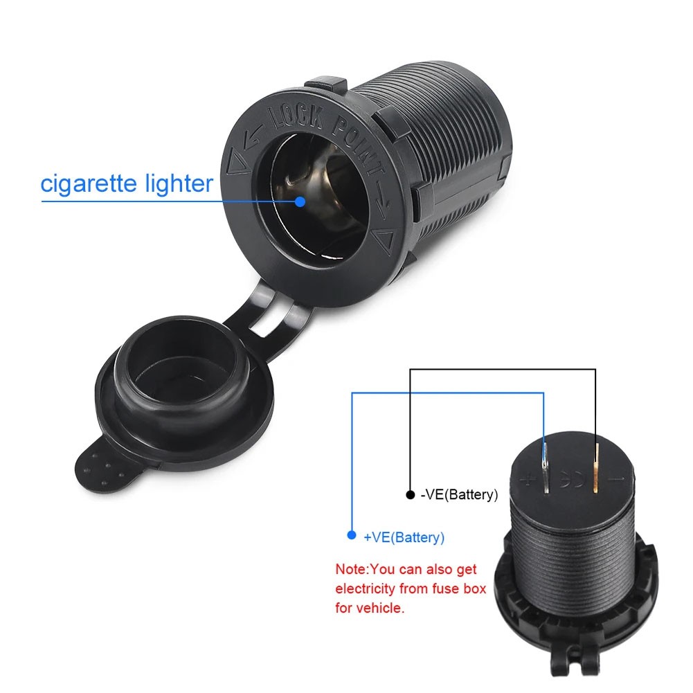 12V Car Marine Cigarette Lighter Socket with Red LED Power Oulet Socket Adapter