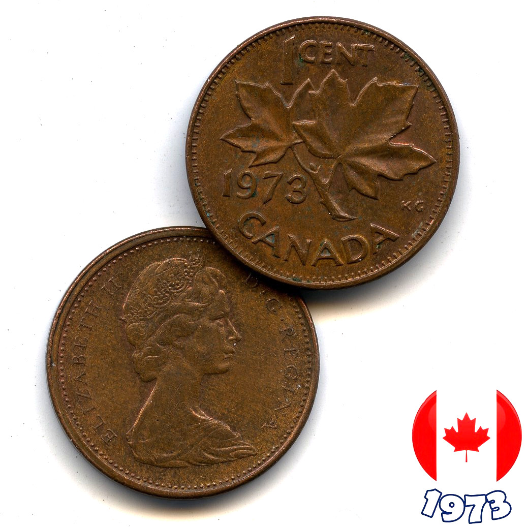 A Canadian 1973  1 Cent Penny Coin Elizabeth II Maple Leaf - Circulated