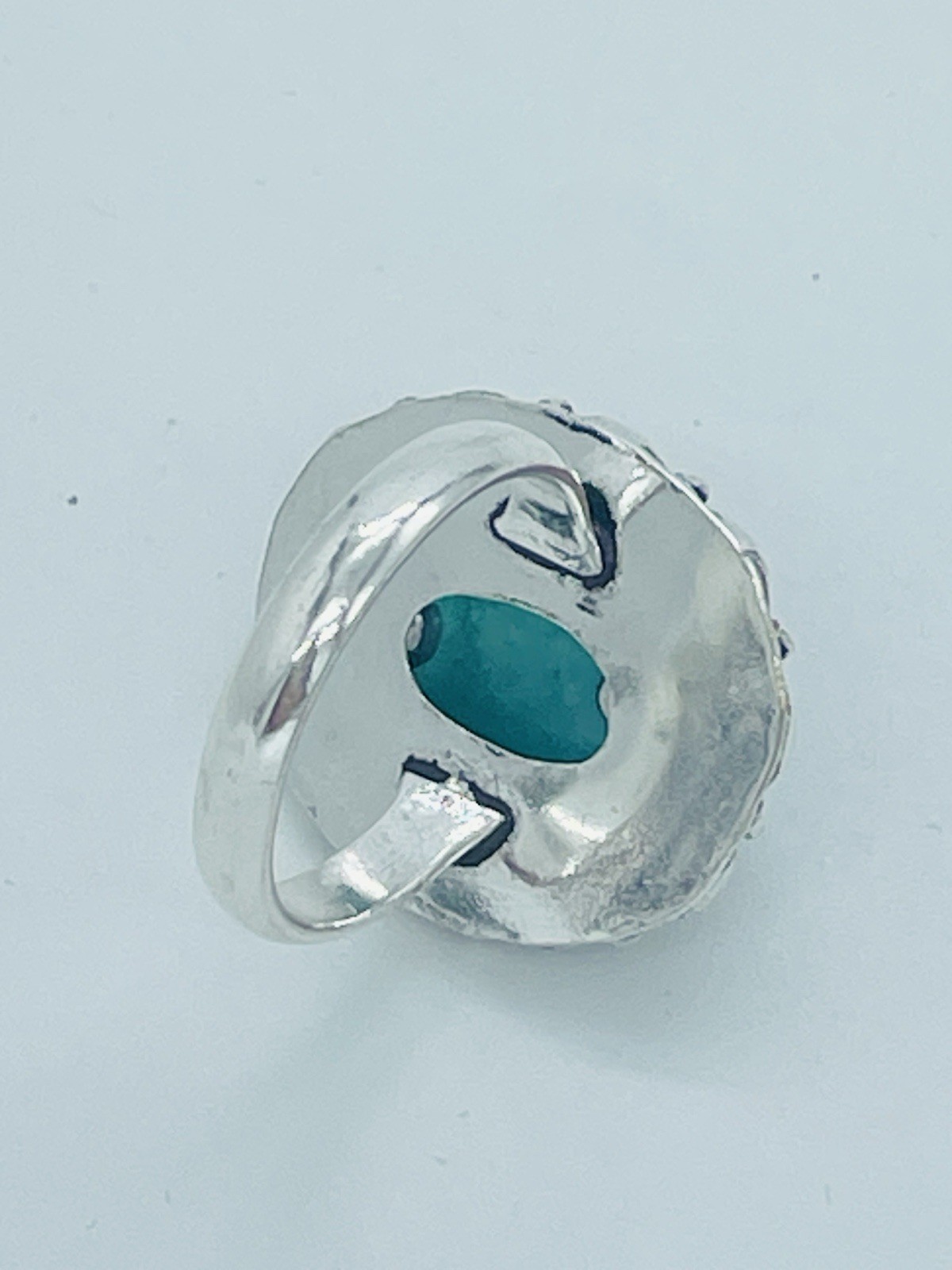 Whimsigoth Green Chalcedony 8 Silver 925 Artisan Boho Statement Ring