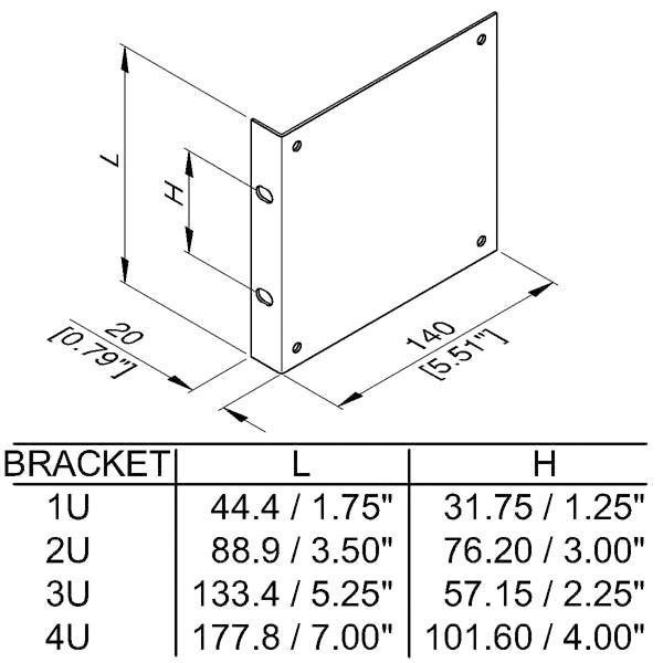 Penn-Elcom R1206/1U Rack Mount Bracket 1U