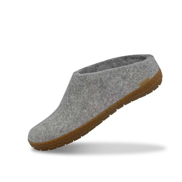 Glerups Men’s Grey Slippers Honey Rubber Sole (EU 43, 45)