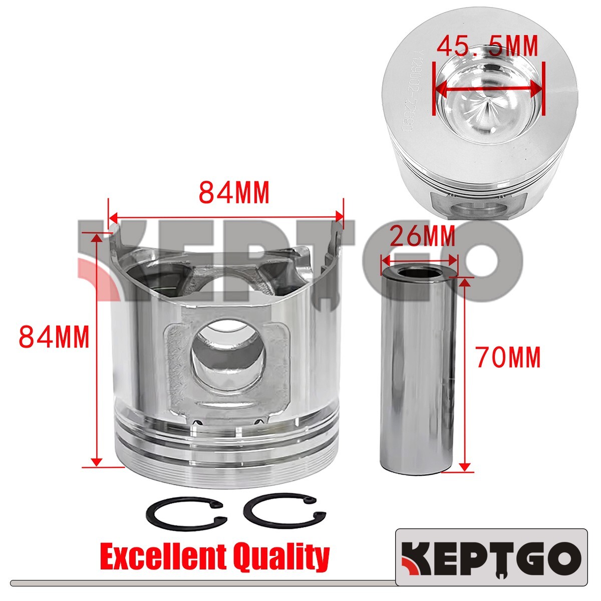 3pcs STD Piston Set with Clip & Pin For Yanmar 3TNE84