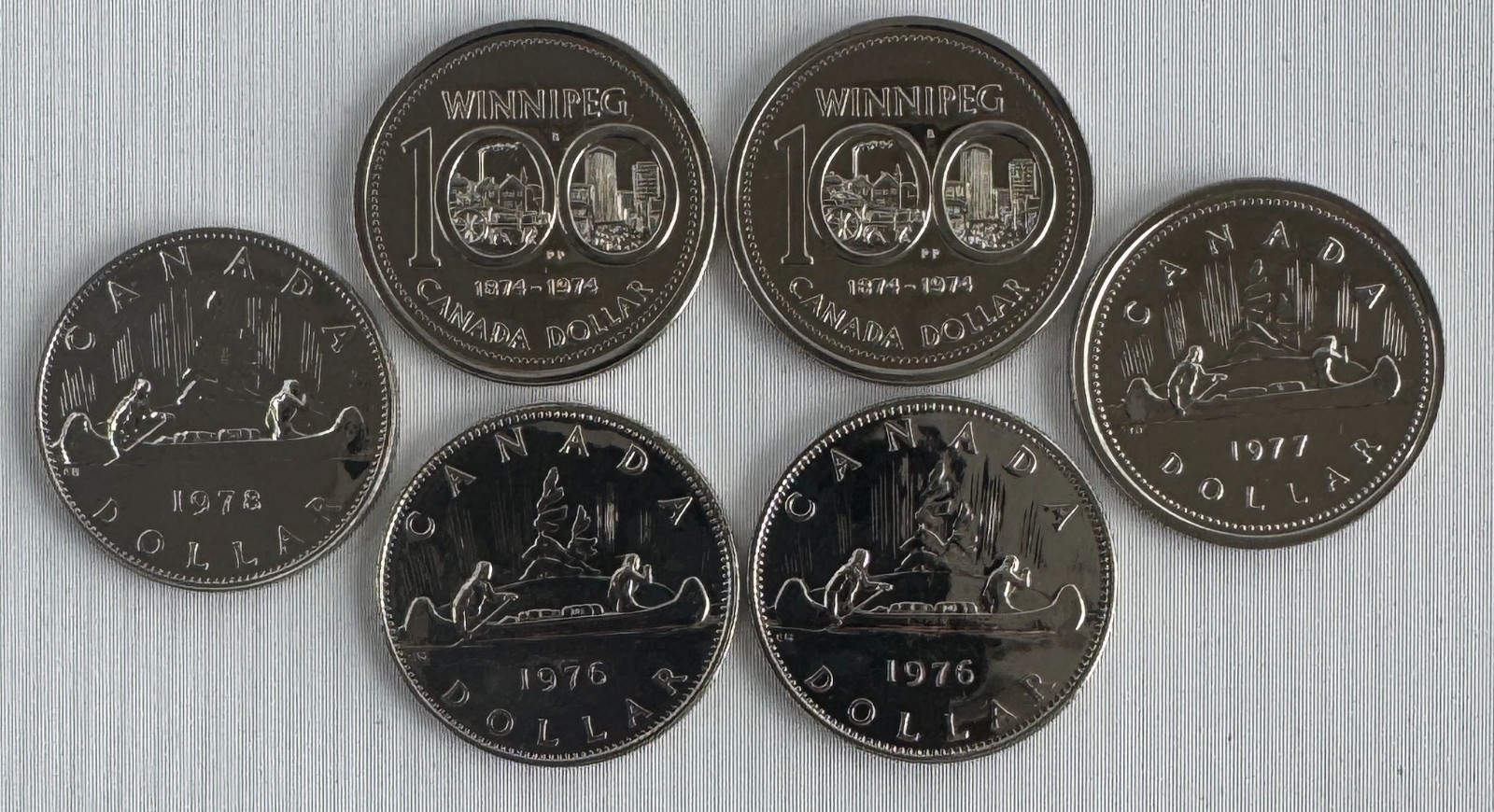 1974-1978 Canada One Dollar 6 Coin Lot Canadian PL SIX Nickel Content $1