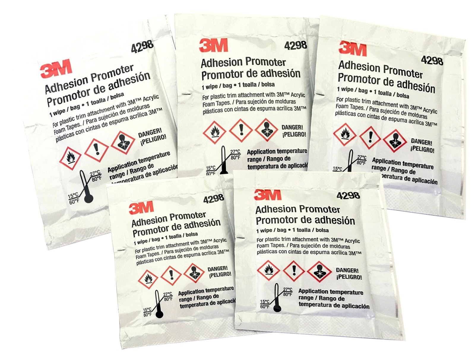 3M 4298 Adhesion Promoter for Acrylic and Rubber Based Tapes, 5 Pack Sponge