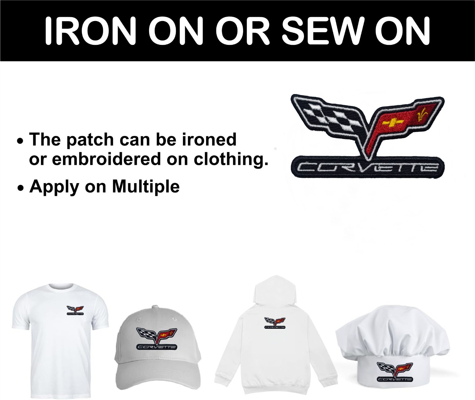 Corvette Racing Flags Sports Car Logo Iron On Patch-Sew Patch-Embroidered Patch