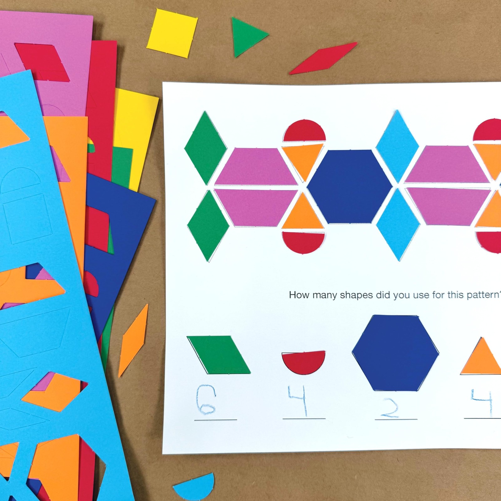 882 Pcs Pattern Block Shapes Math Manipulatives for Learning Multicolor Trian...