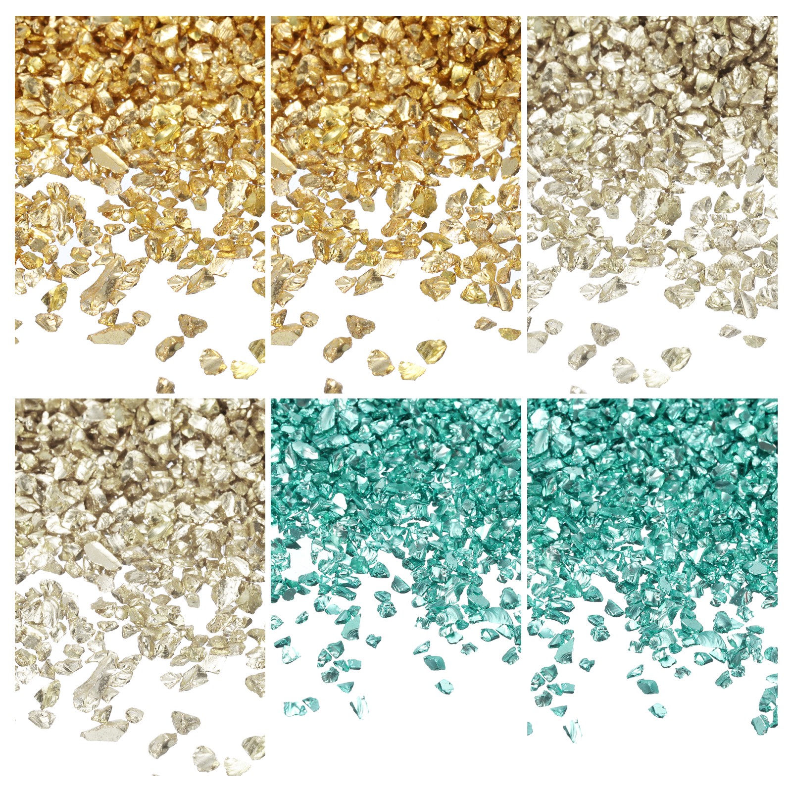 26g Crushed Glass for Crafts, 2-4mm Metallic Irregular Glass Chips, Style 16