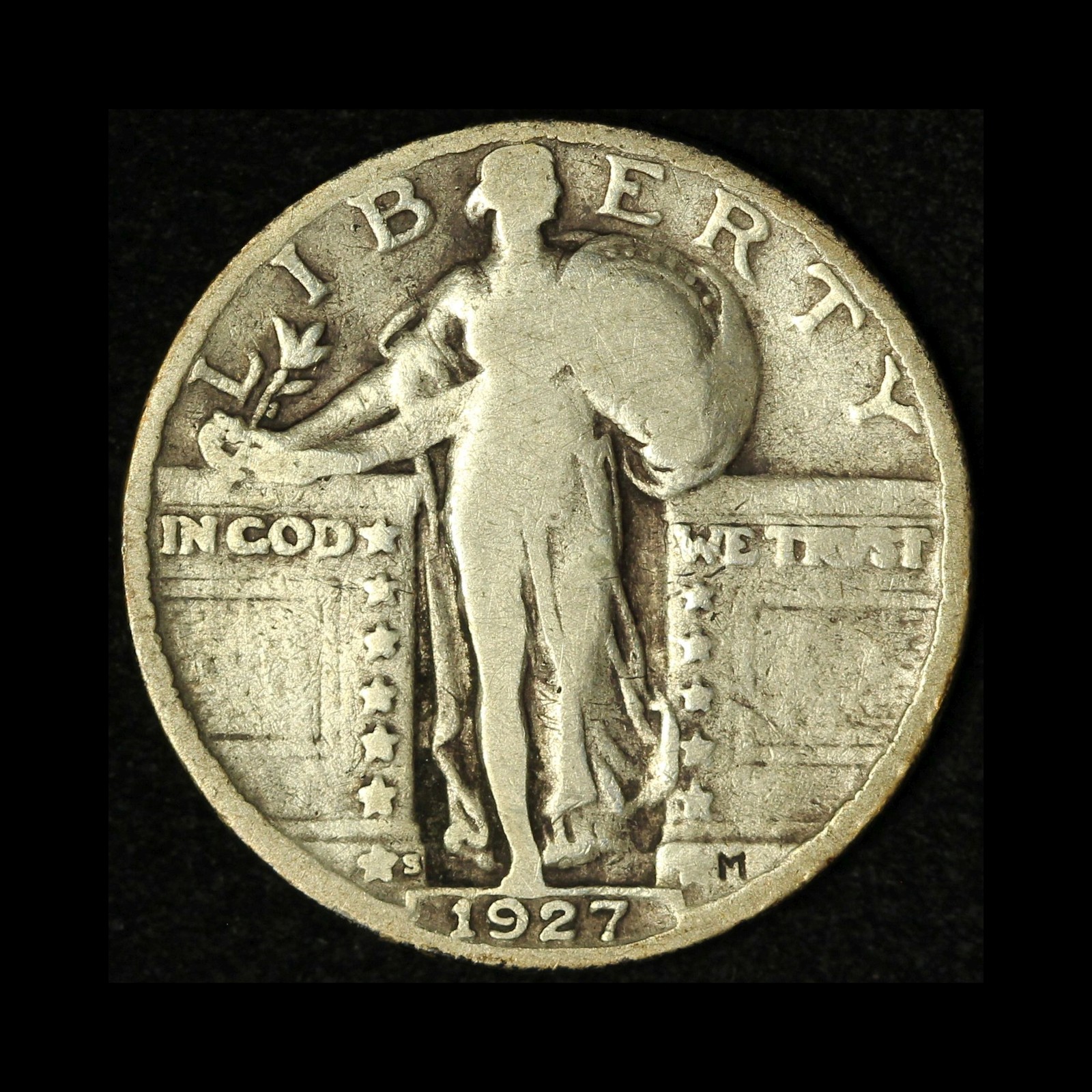 1927-S 25C Standing Liberty Silver Quarter - Free Shipping USA