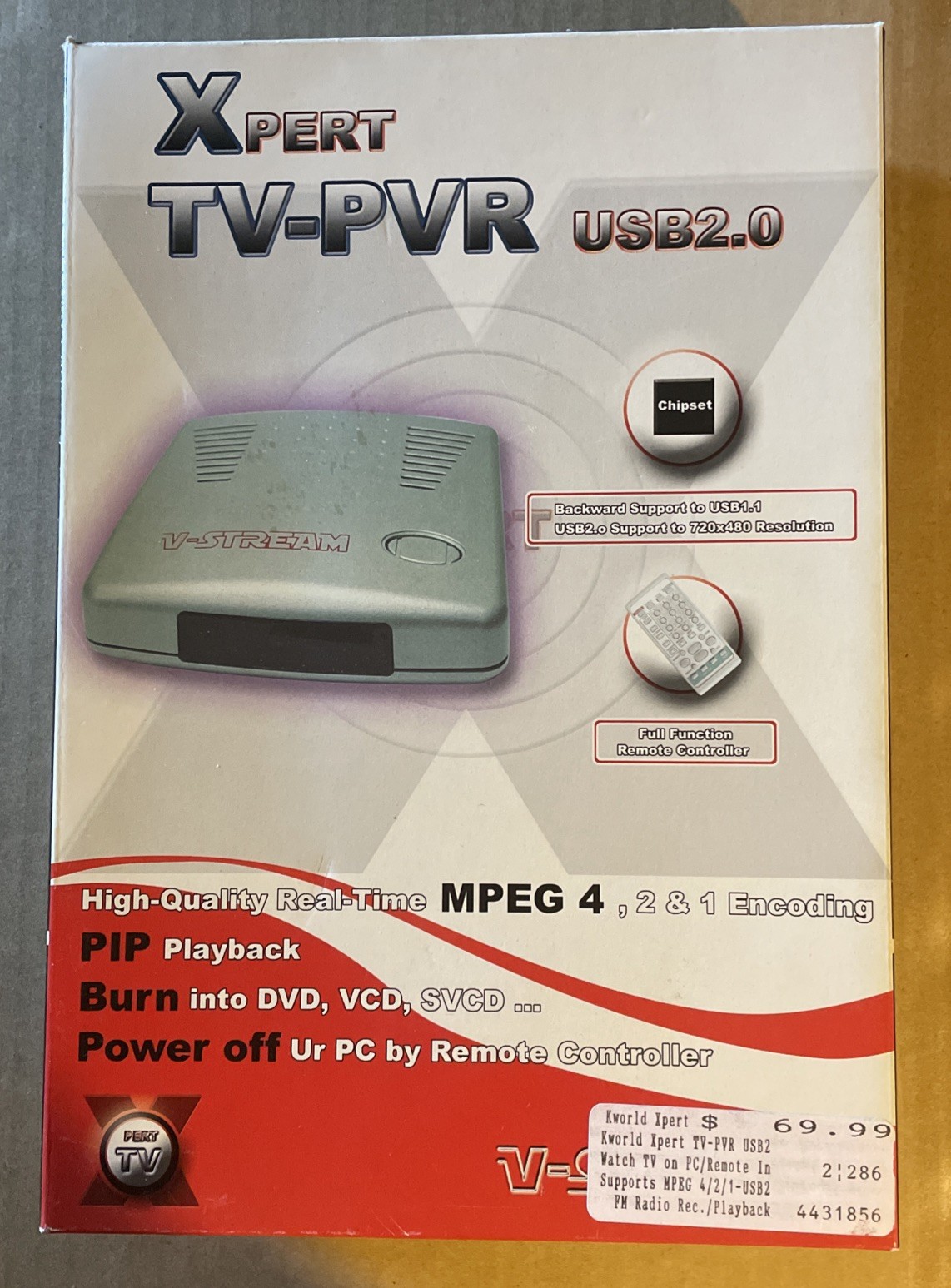 V-stream VS-TVUSB2800RF Xpert TV-PVR USB2 TV Tuner Box, Open Box No remote Unuse