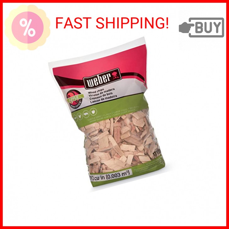 Weber Apple Wood Chips, 2 lb – Premium BBQ Smoking & Grilling Chips for Subtle,