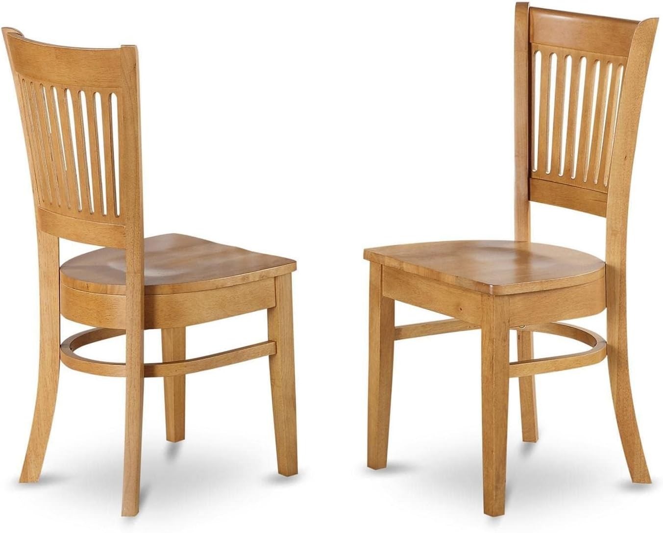 VAC-OAK-W Vancouver Kitchen Dining Chairs - Slat Back Wooden Seat Chairs Set of