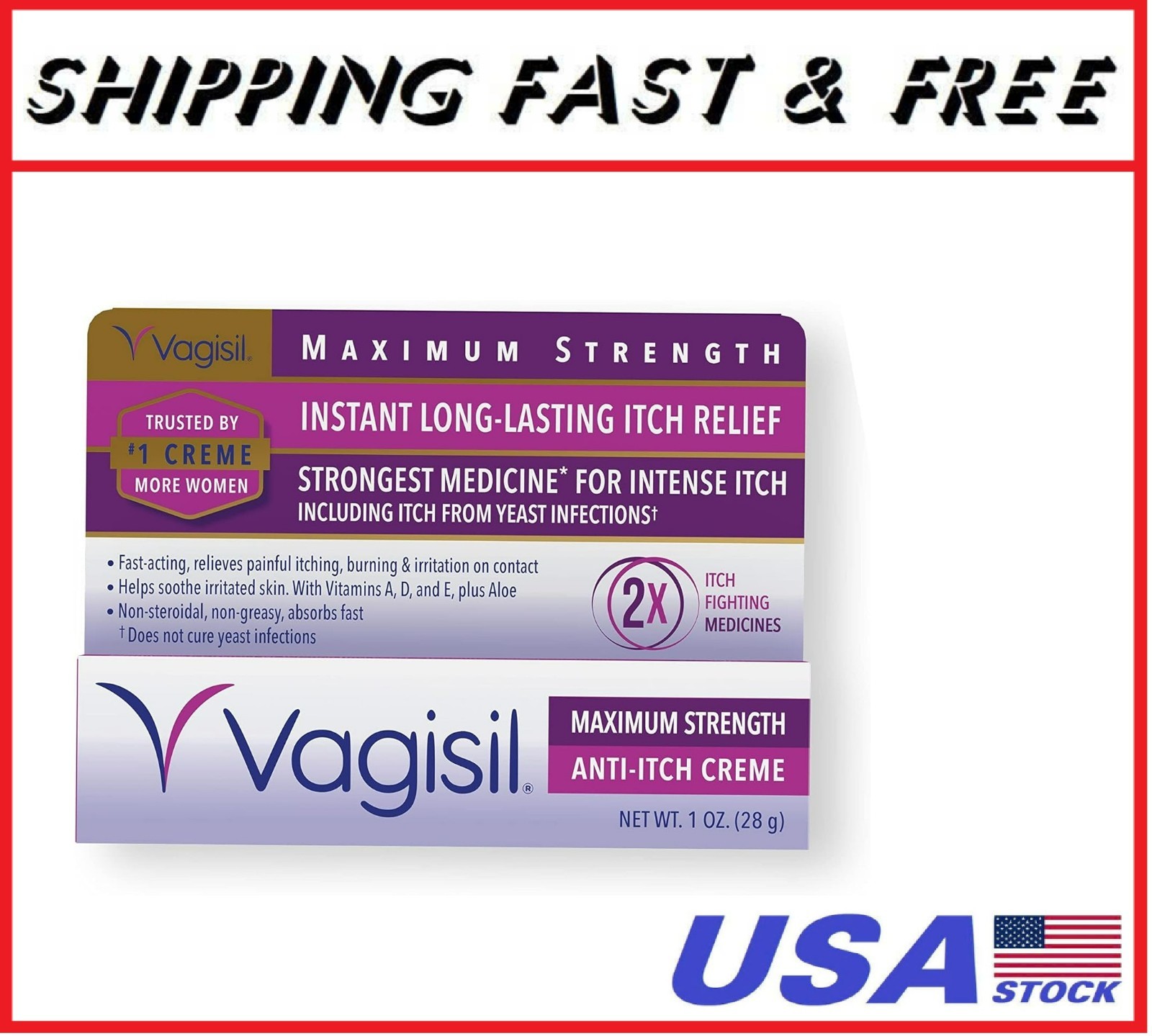 Vagisil Maximum Strength Feminine Anti-Itch Cream with Benzocaine for Women 1 oz