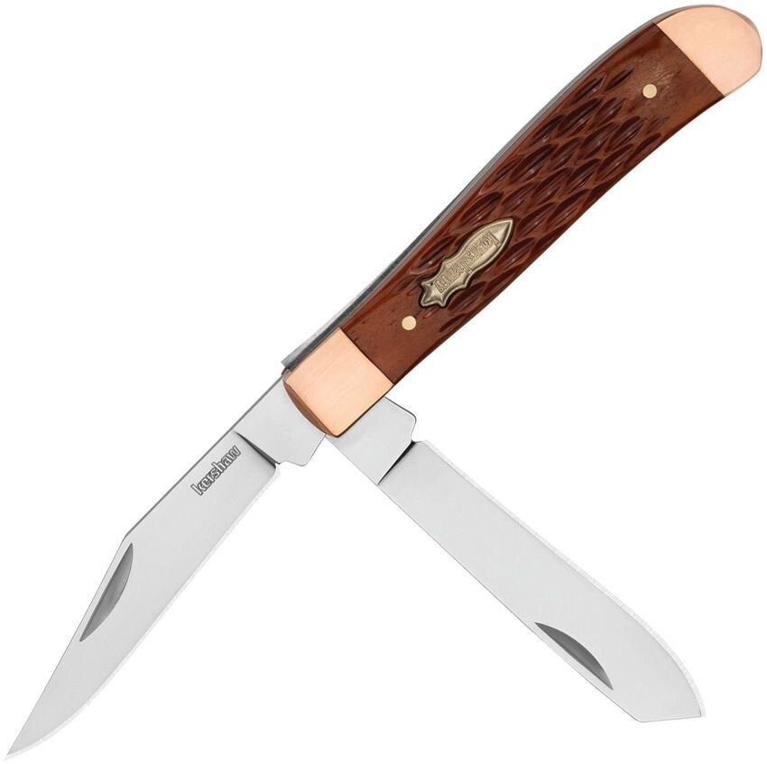 Kershaw Gadsden Folder Pocket Knife Carbon Steel Clip And Spey Blades - 4381BJB