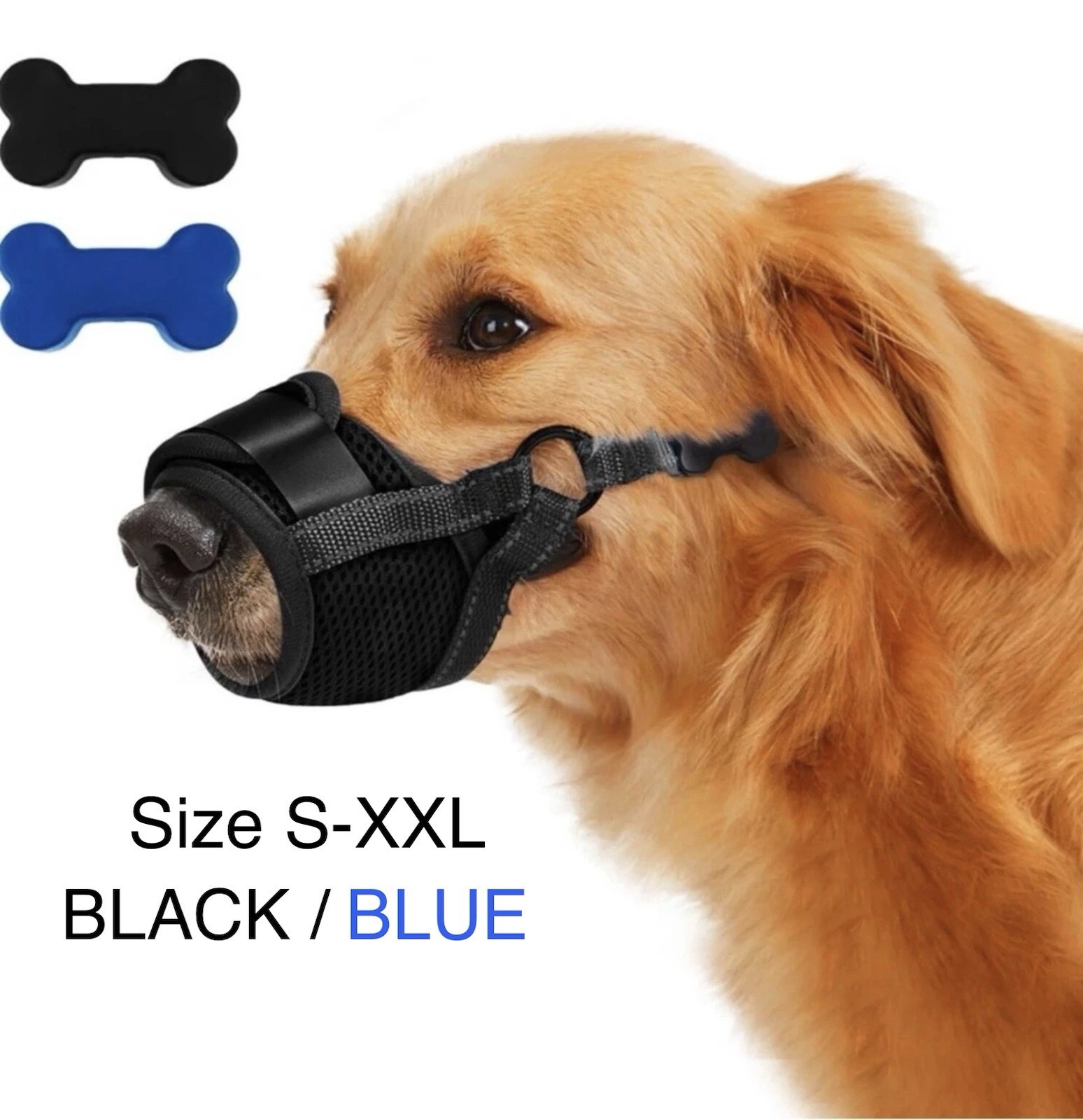 2-Pack Dog Muzzle Soft Mesh Adjustable Anti Bite Barking Chewing Training S-XXL