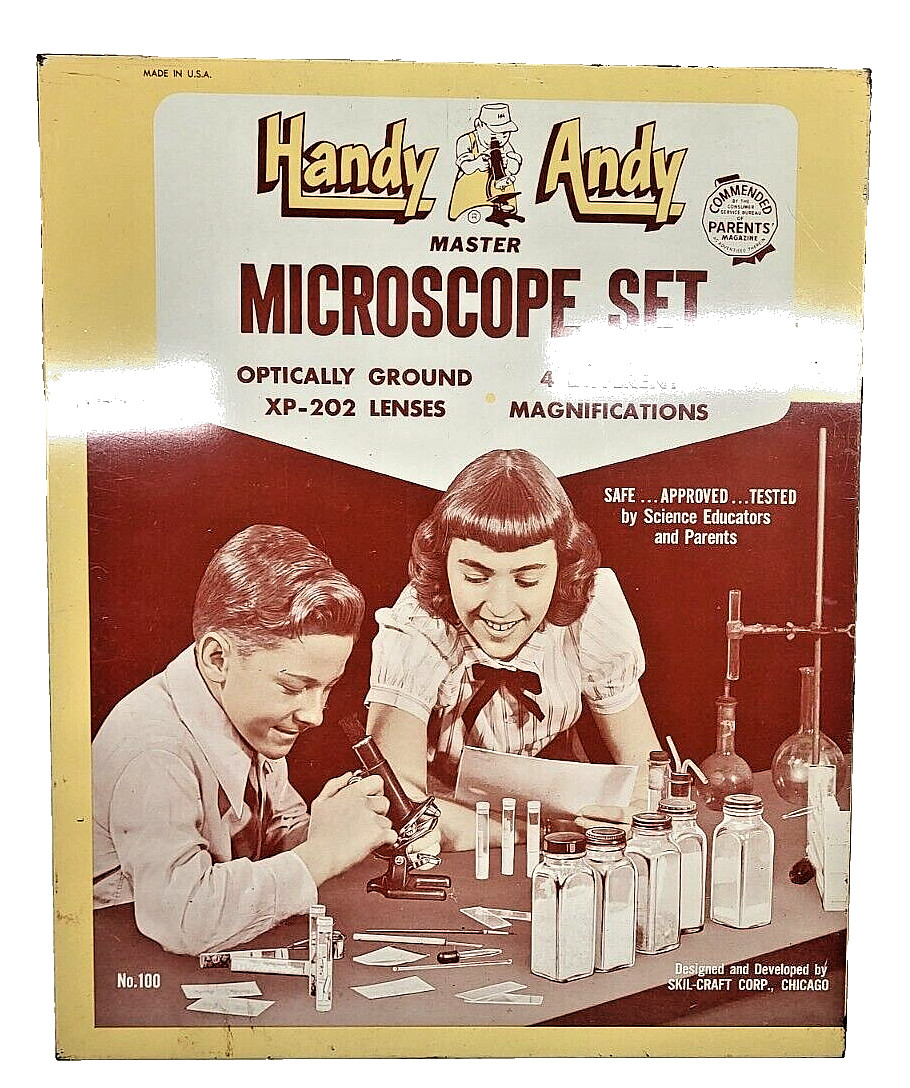 Vintage 1954 HANDY ANDY Microscope Set in Original Box, Made in USA