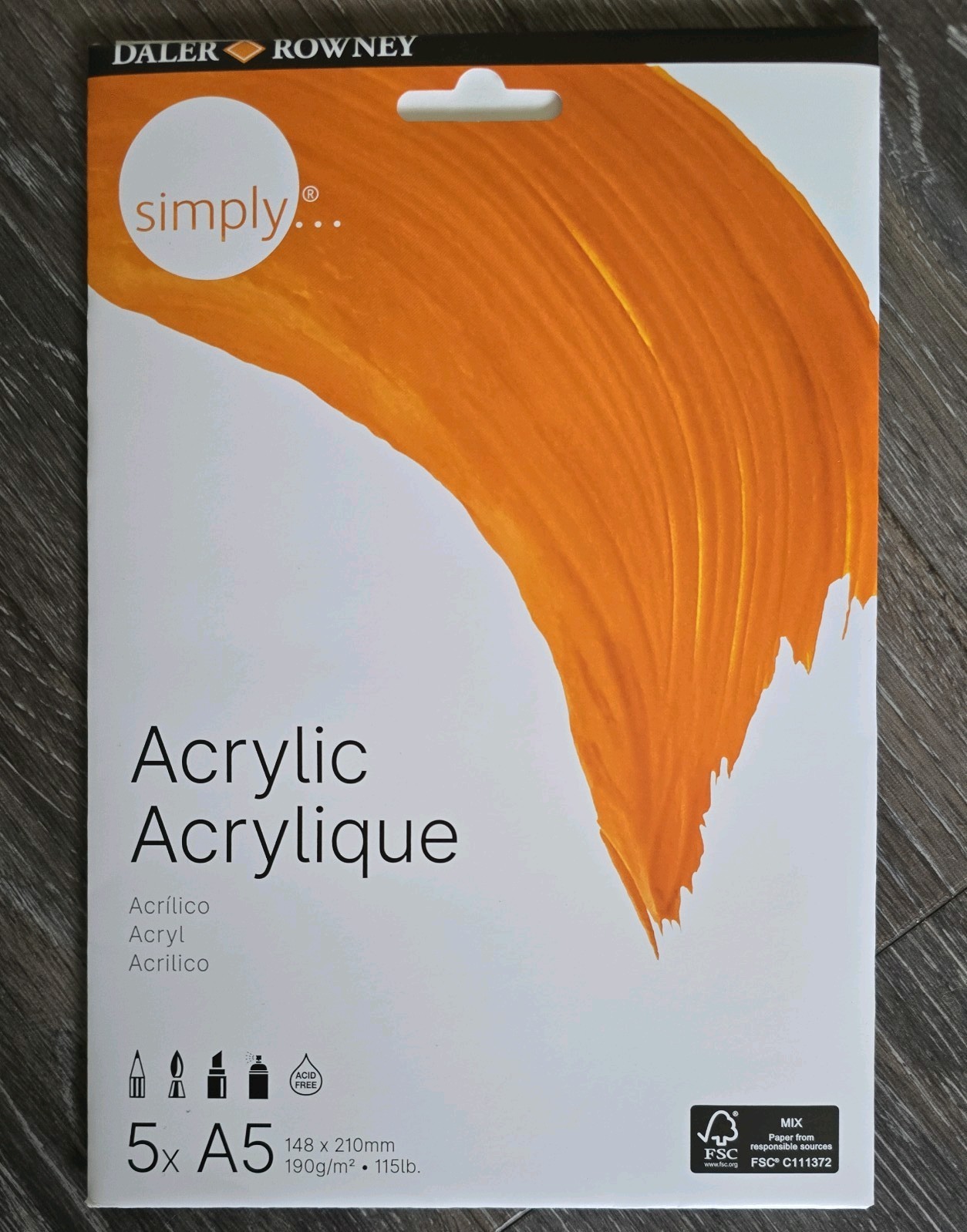 Daler Rowney - Simply Acrylic 5x A5 - 190gsm - New Art Paper