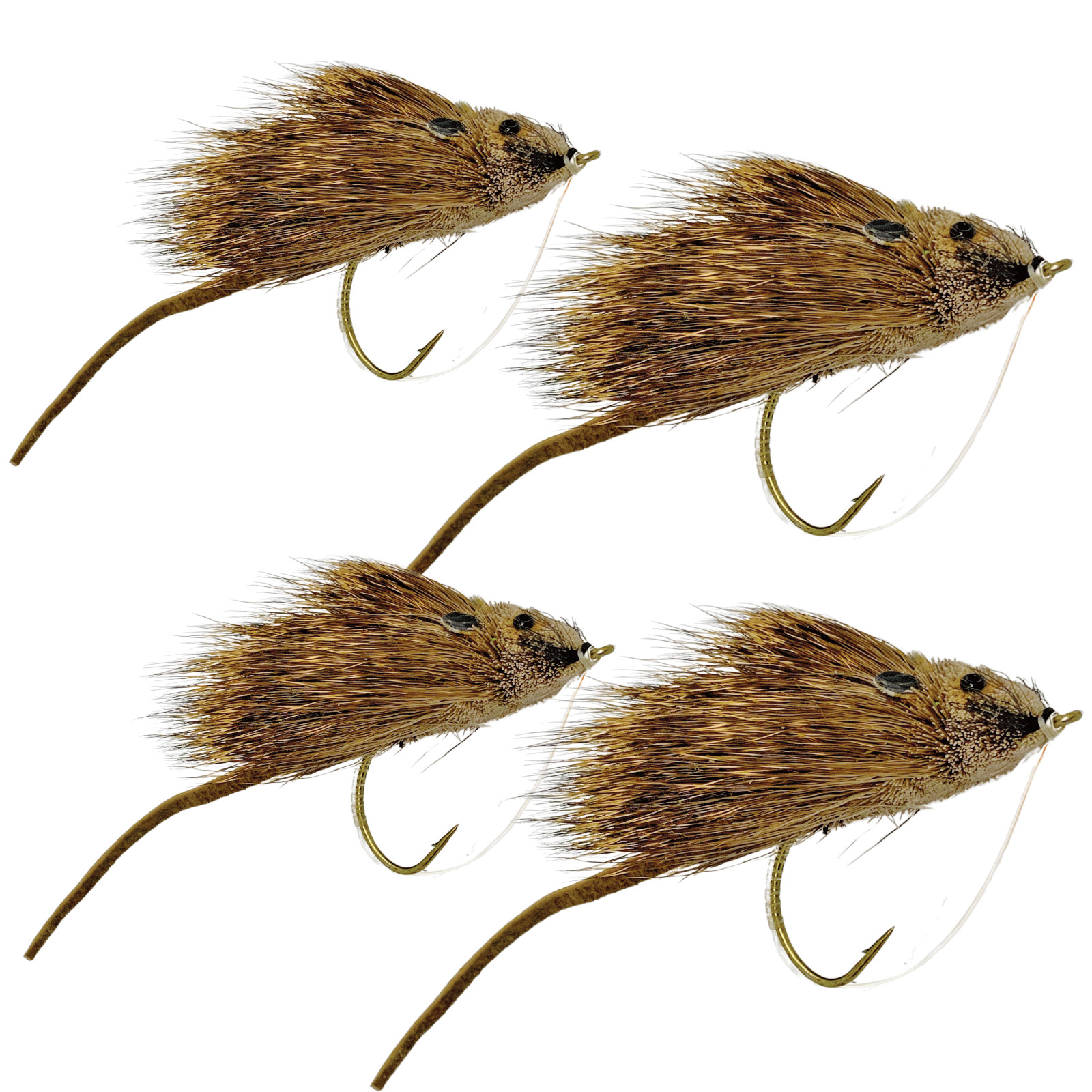 Deer Hair Mouse Fly – 4 Pc Set for Large Mouth Bass, Big Trout, Northern Pike