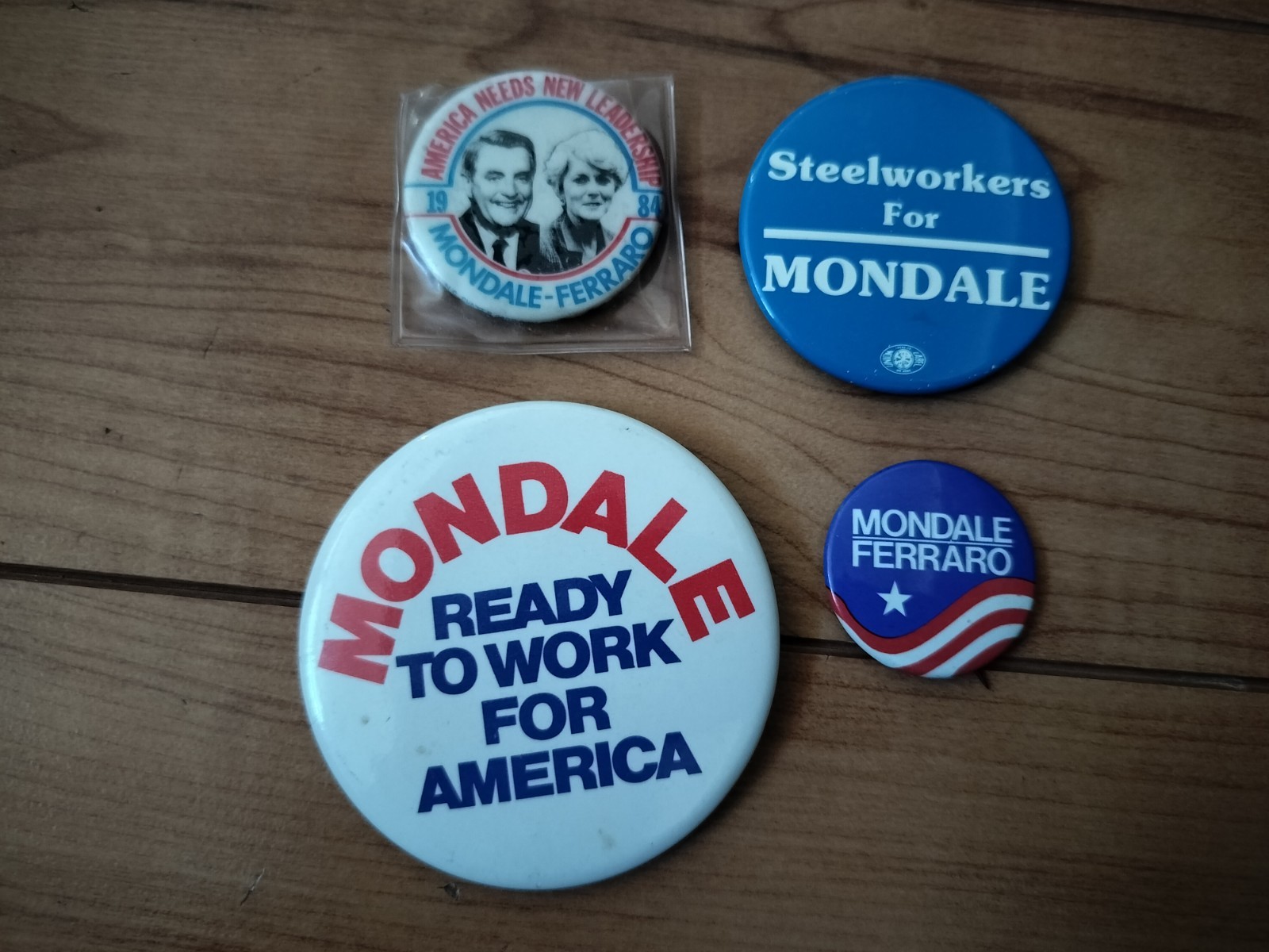 Mondale And Ferraro 1984 Set Of 4 Presidential Political Campaign Buttons