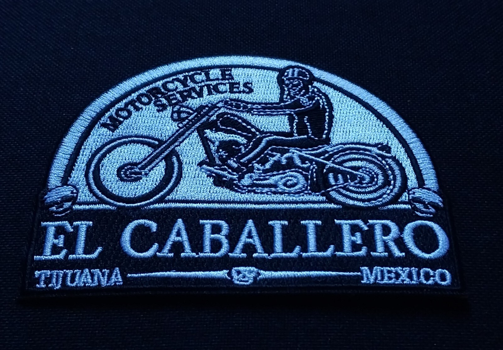 EL CABALLERO TIJUANA MEXICO MOTORCYCLE SERVICES SKELETON BIKER PATCH