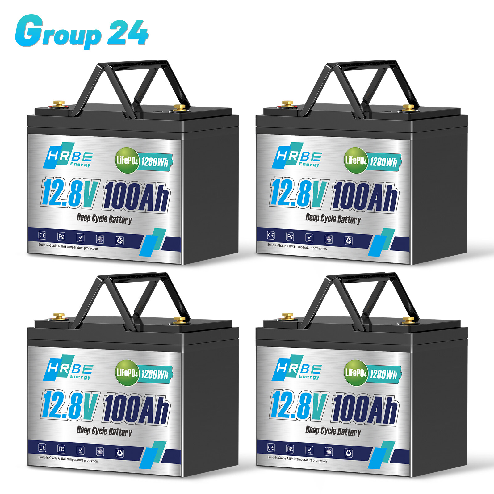 48V 100Ah Lithium Golf Cart Battery LiFePO4 Deep Cycle 12V 100Ah 260x168x215mm