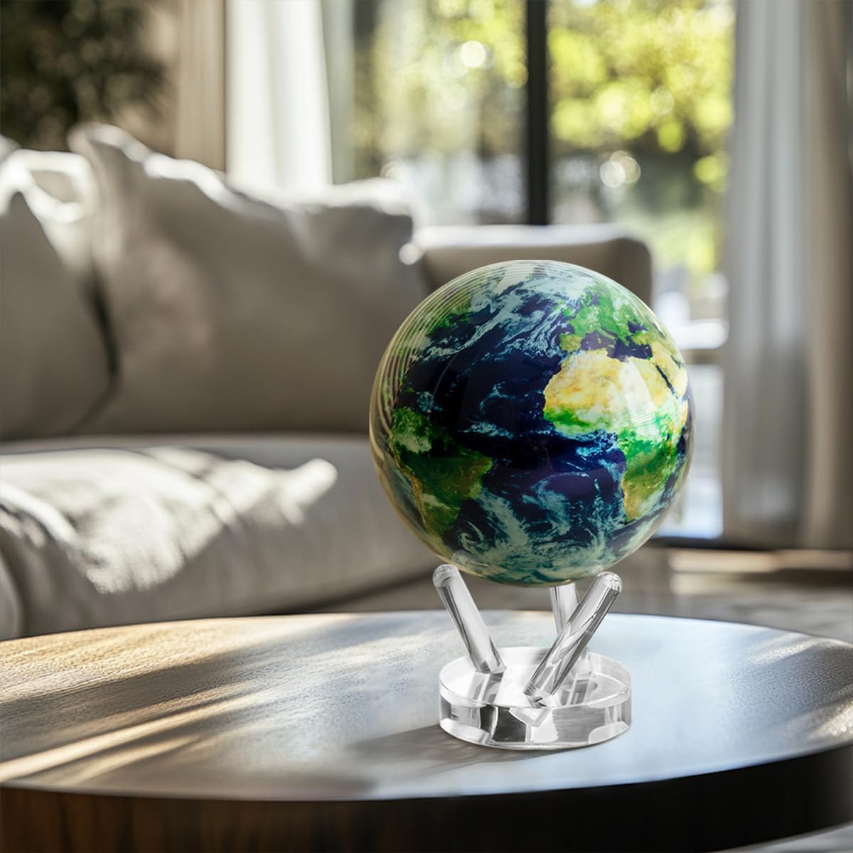 Self Rotating Globe, Earth with Clouds Classic (4.5") | Solar Powered Rotating G