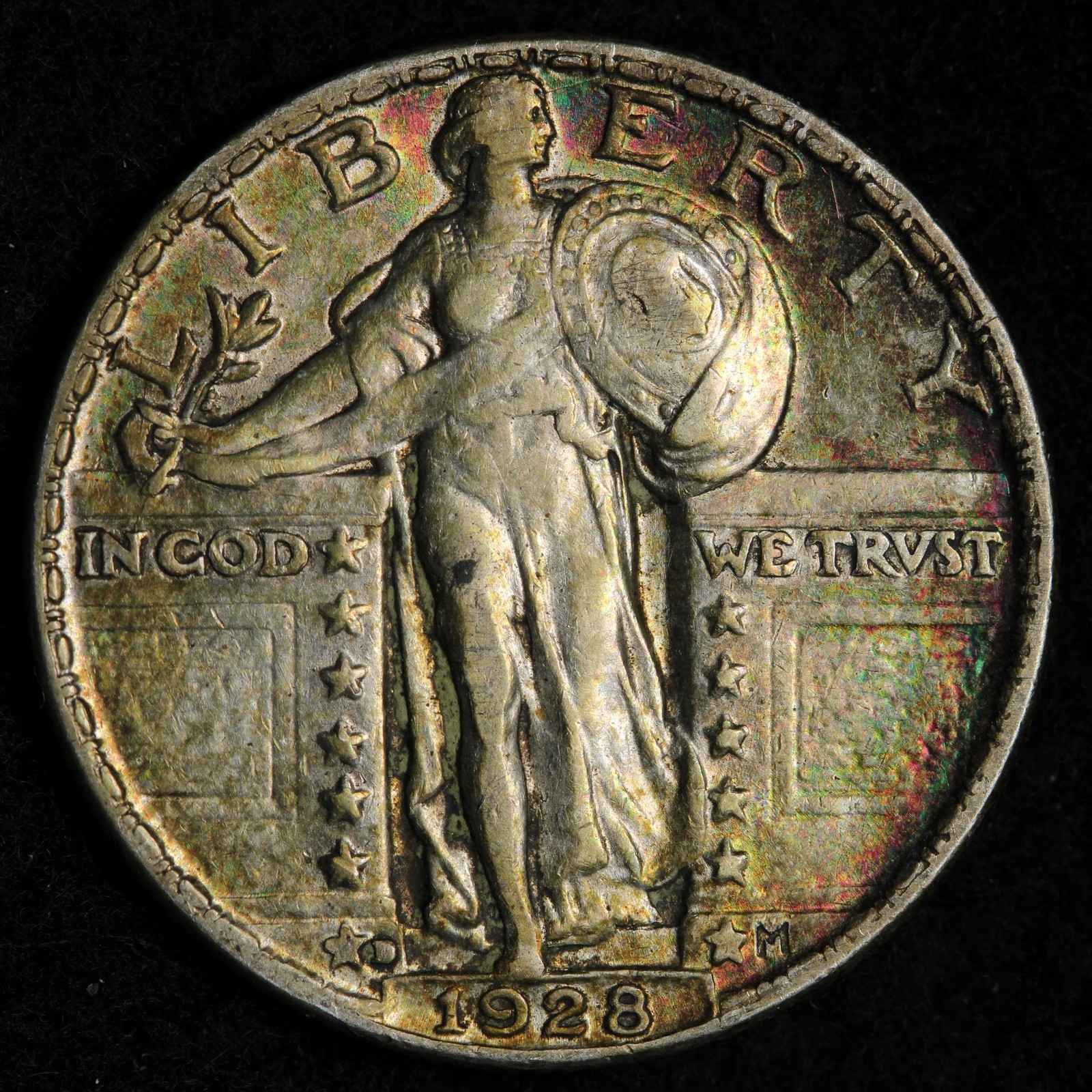 1928-D Standing Liberty Silver Quarter AU+ E279 KQNM